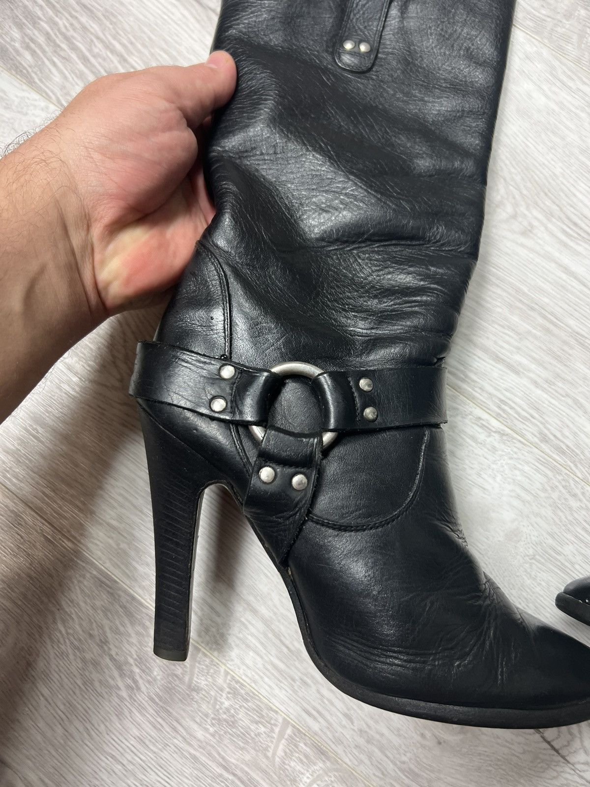 Dolce & Gabbana Dolce Gabbana Black Leather High Heel Boots D&G Y2K Style Size US 7.5 / IT 37.5 - 4 Thumbnail