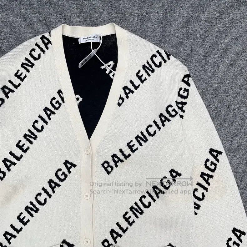 Balenciaga Balenciaga Barrage Printed White Knit Cardigan Size US S / EU 44-46 / 1 - 4 Thumbnail