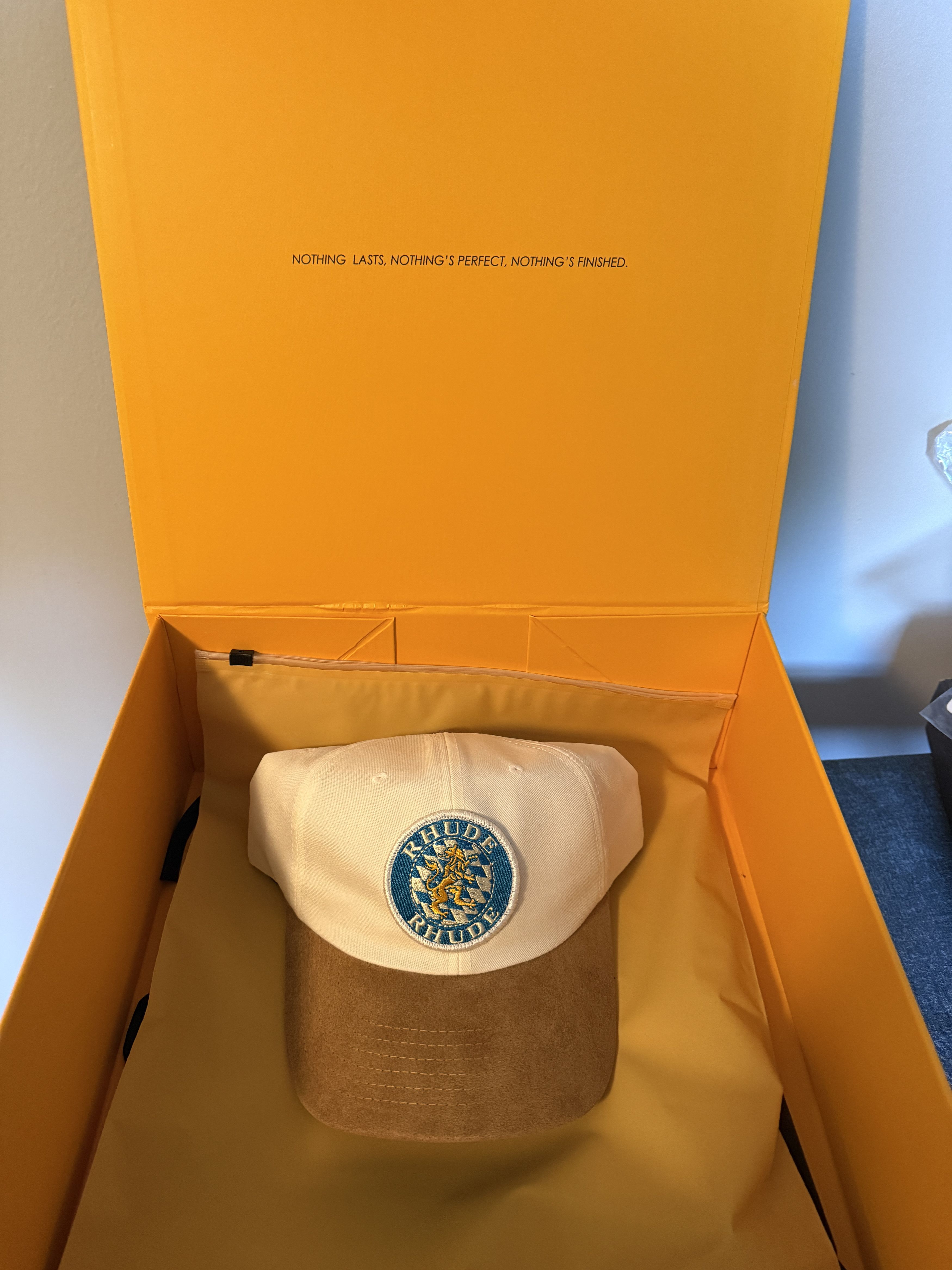 Rhude Rhude Suede Crest 6 Panel Cap - Creme/Tan Size ONE SIZE - 2 Thumbnail