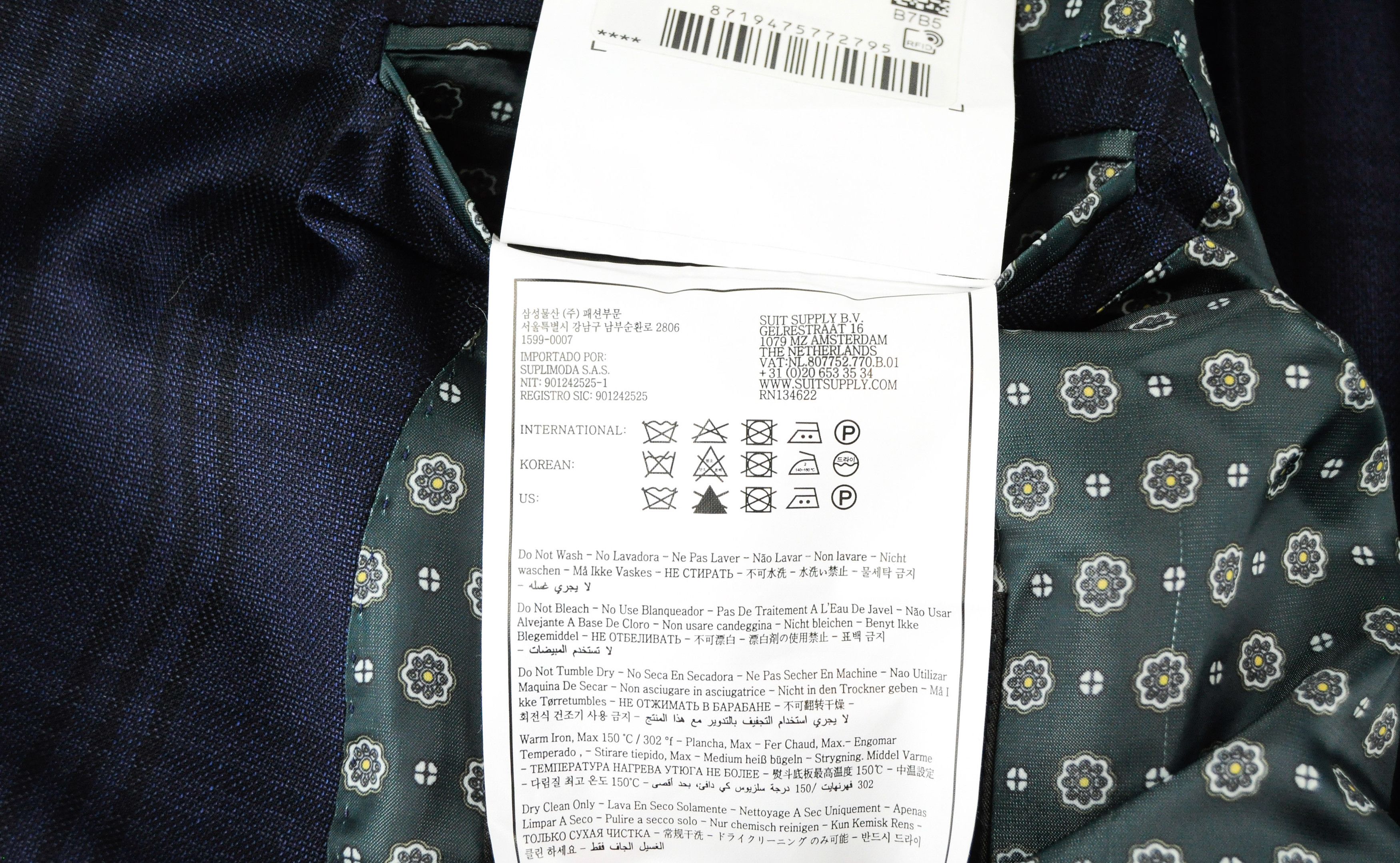 Suitsupply LA SPALLA UK56S Blue Wool Checked Blazer 55242 Size 54R - 7 Thumbnail