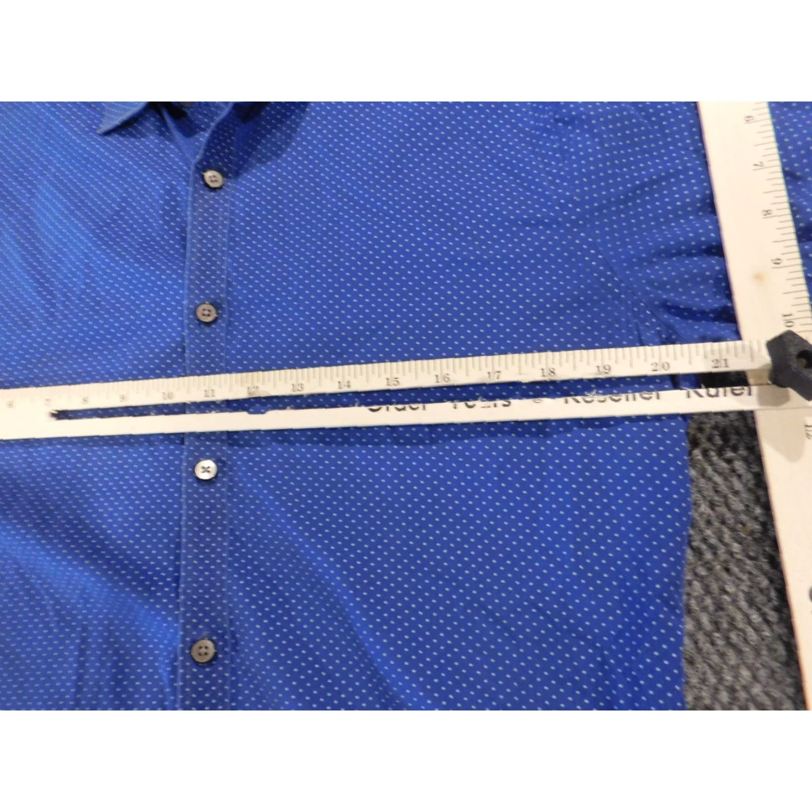 Express Express Mens Button-Down Shirt Medium Blue Dots Slim Fit Extra-Slim Cotton Knit Size US M / EU 48-50 / 2 - 4 Thumbnail