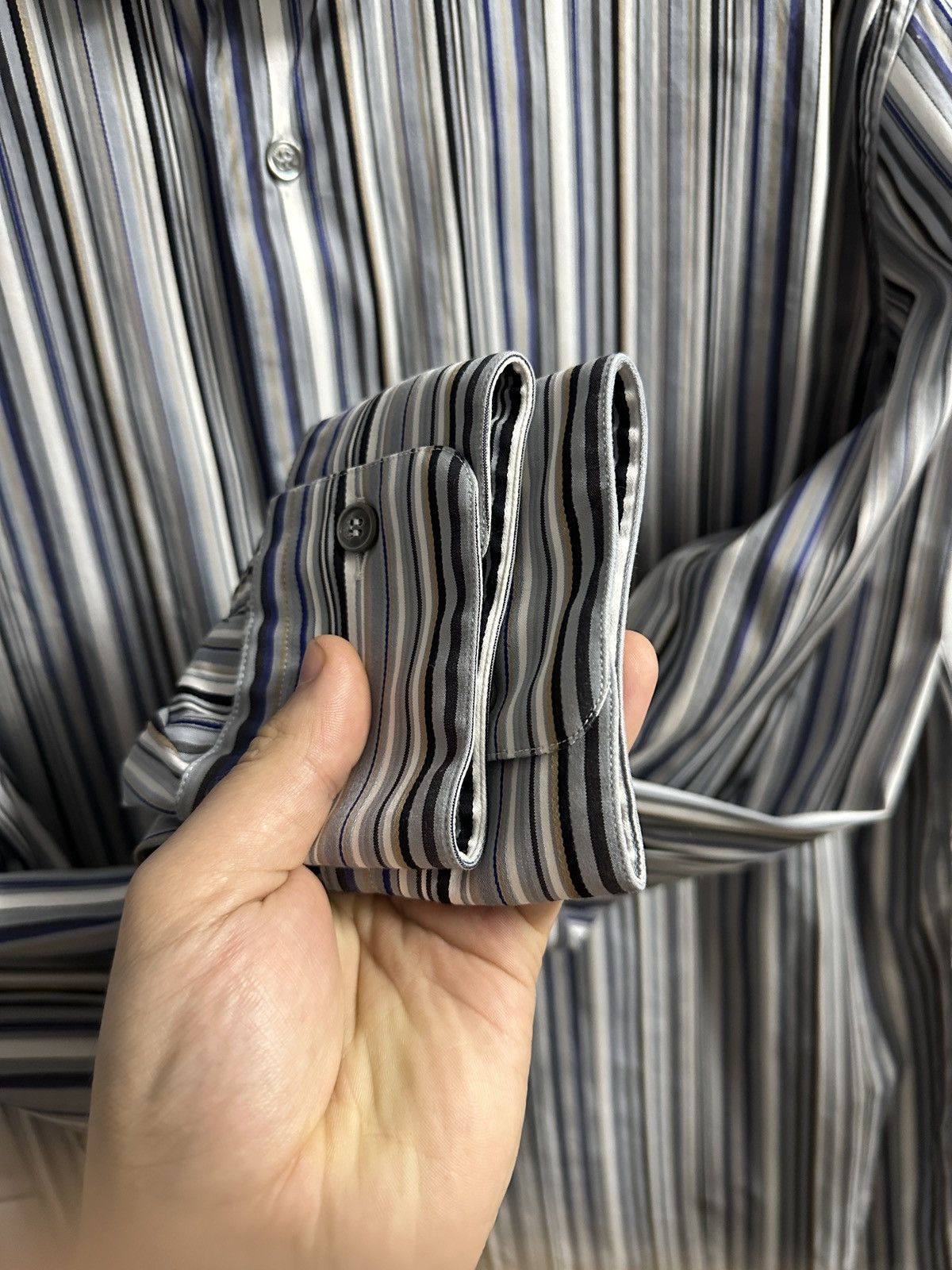 Salvatore Ferragamo Luxury Salvatore Ferragamo Shirt Button in Striped Size XL Size US XL / EU 56 / 4 - 5 Thumbnail