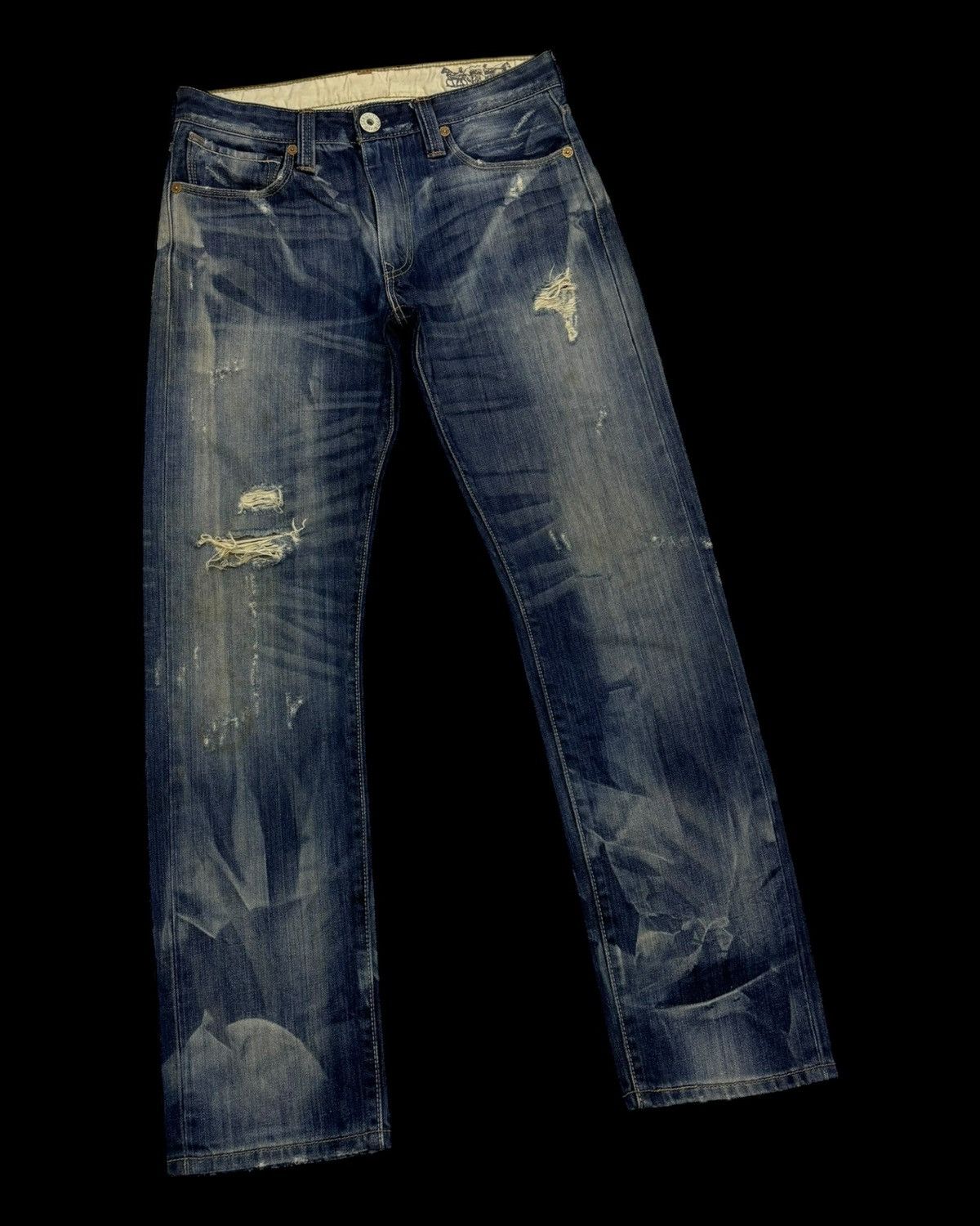 If Six Was Nine × Levi's 💥Insane💥90s Style Levis 505 Slim Straight Jean Distressed Size US 32 / EU 48 - 3 Thumbnail