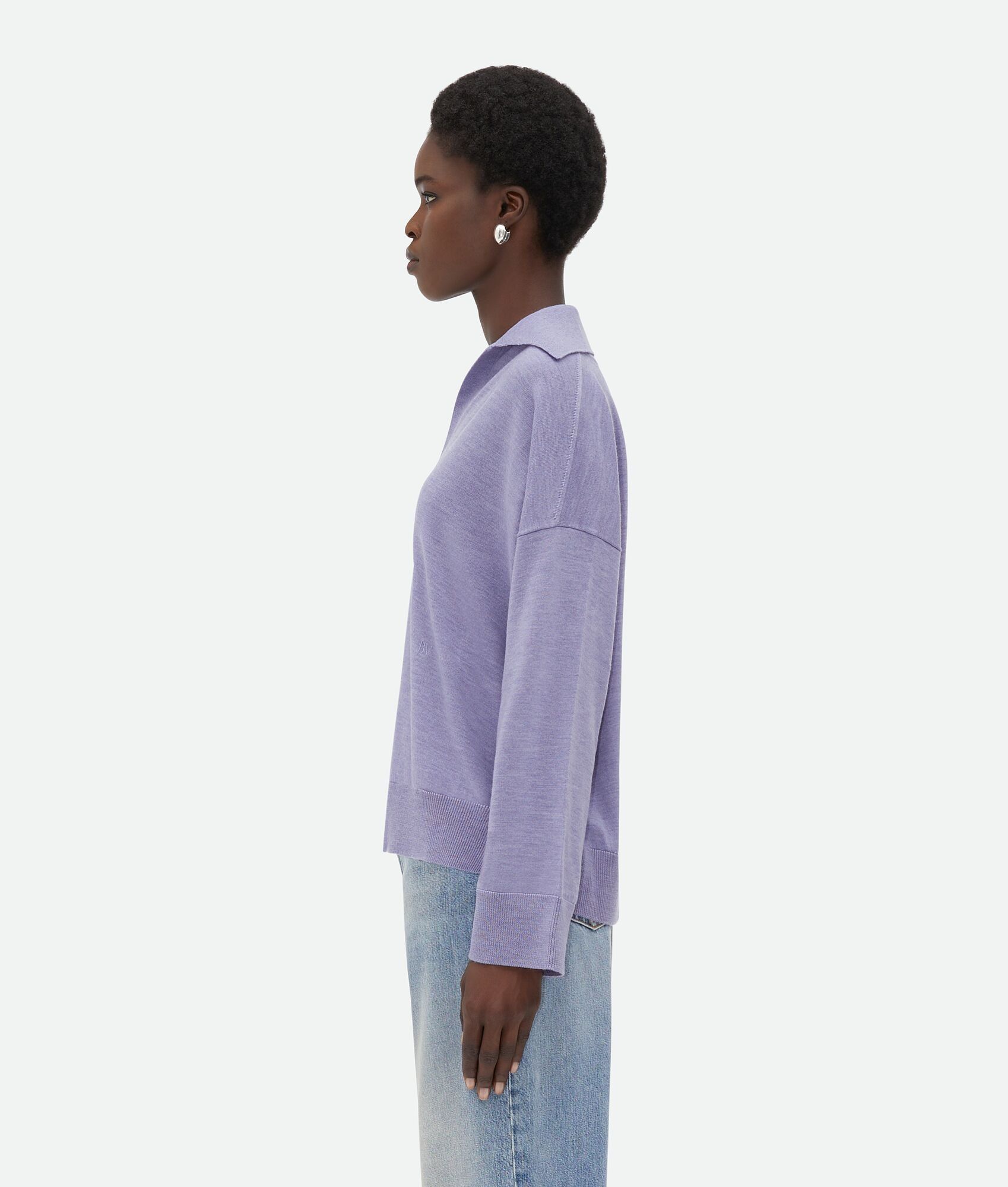 Bottega Veneta o1bcso1str0225 Light Wool Polo Shirt in Purple Size XS / US 0-2 / IT 36-38 - 2 Thumbnail
