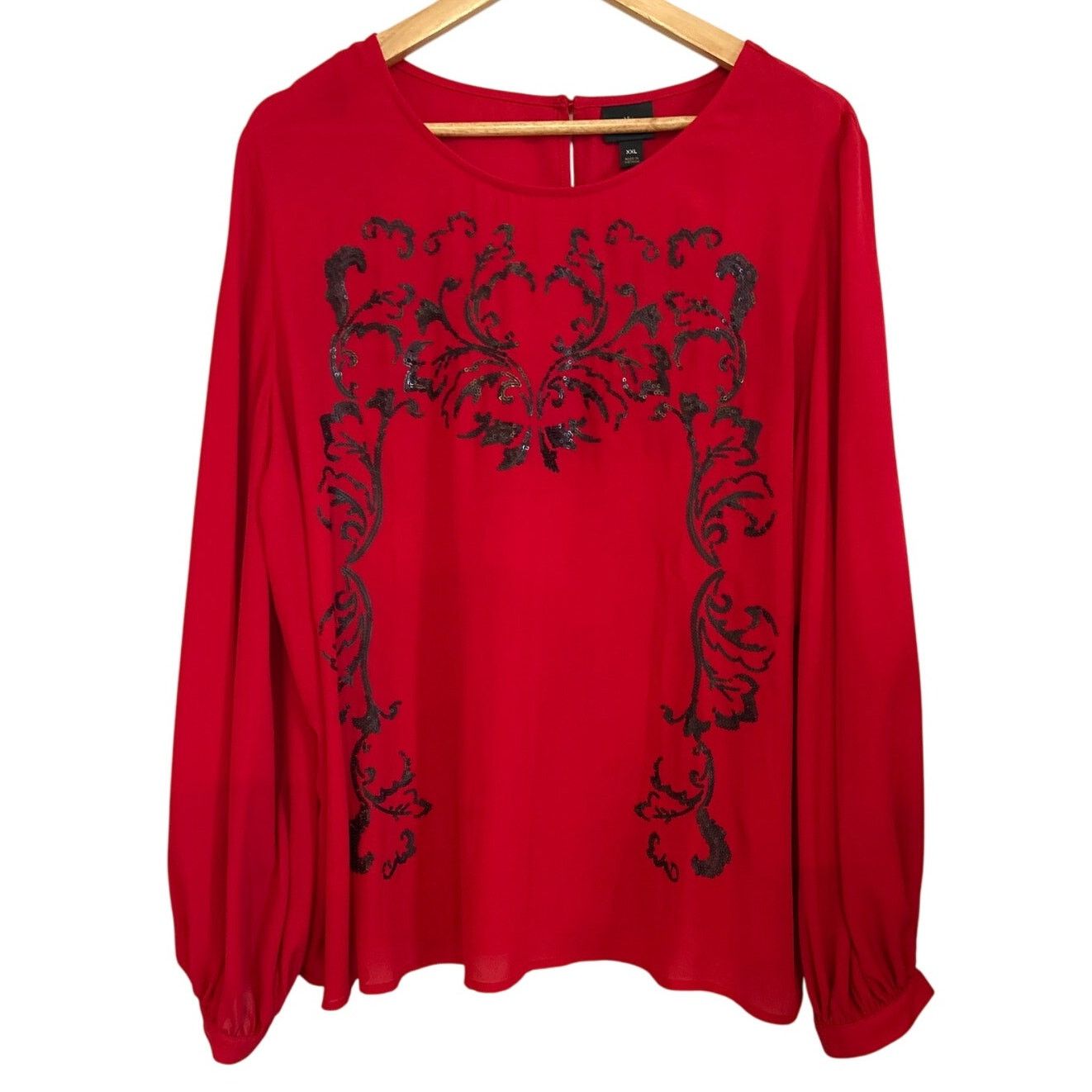 Worthington NWT Worthington Womens Sequin Detail Red Black Blouse XXL Size XXL / US 16-18 / IT 52-54 - 1 Thumbnail