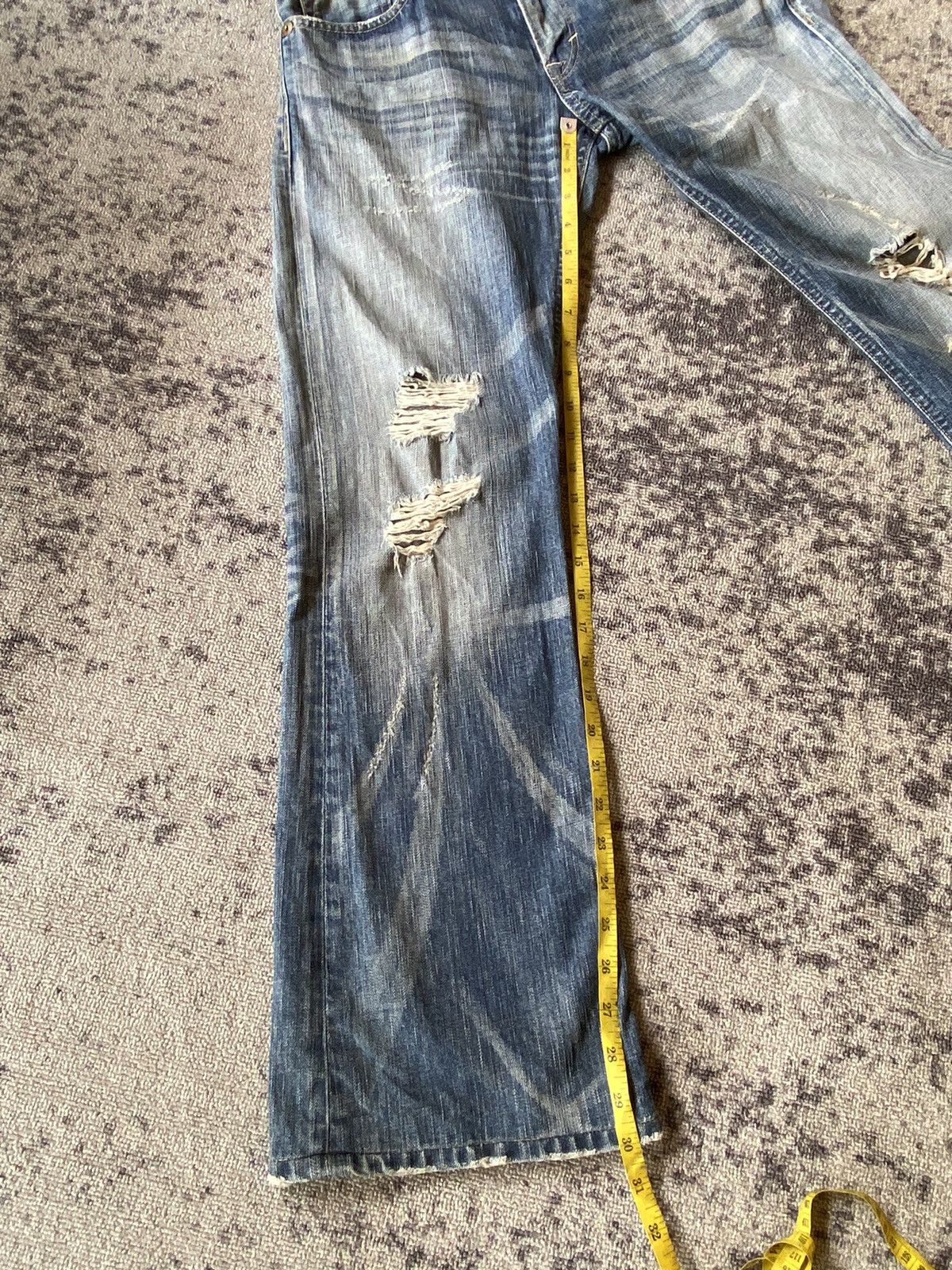 Edwin Y2k Edwin 503 blue trip distressed bootcut jeans Size US 32 / EU 48 - 14 Thumbnail