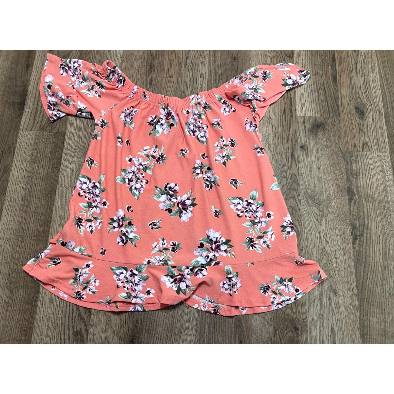 Vintage No Comment Shirt Women's L Pink White Purple Floral Off Shoulder Shirt Size L / US 10 / IT 46 - 2 Thumbnail