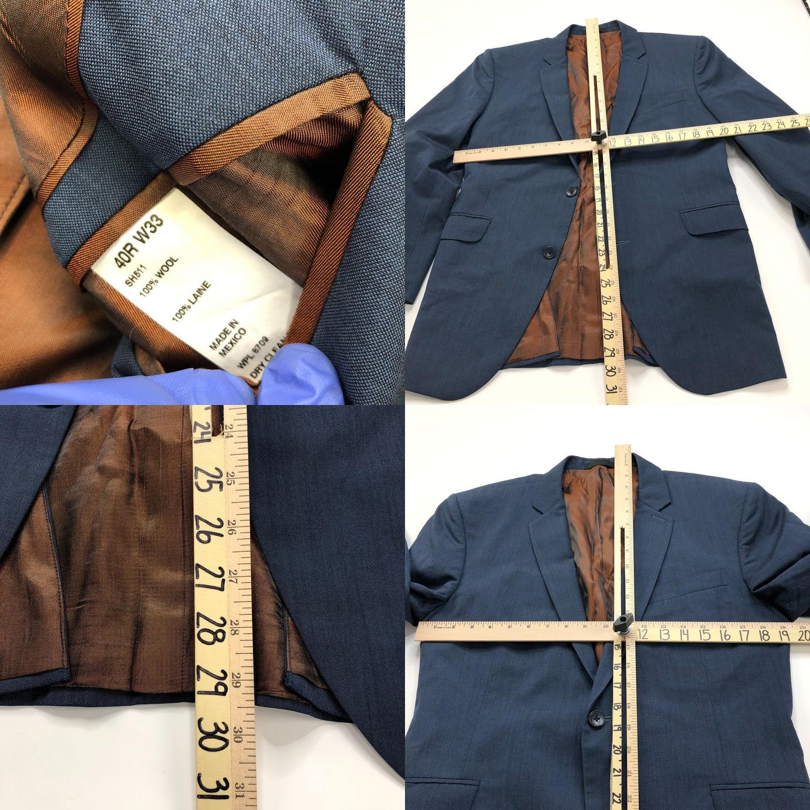 Ben Sherman Ben Sherman Blazer Coat Jacket 40 R Blue Wool Button Single-Breasted Notch Lapel Mens Regular Size Size 40R - 9 Thumbnail