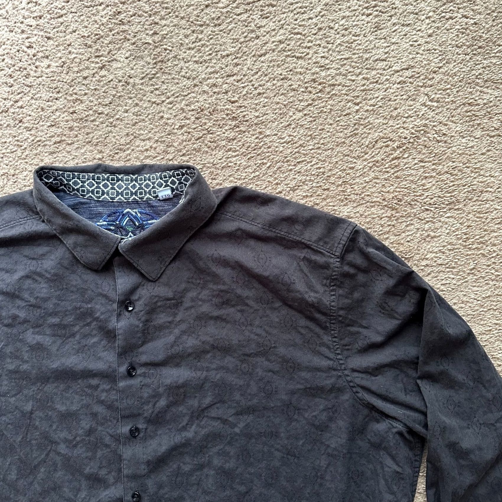 Robert Graham Robert Graham Button Up Shirt Mens 2XL Long Sleeve Point Collar Black Cotton Size US XXL / EU 58 / 5 - 3 Thumbnail