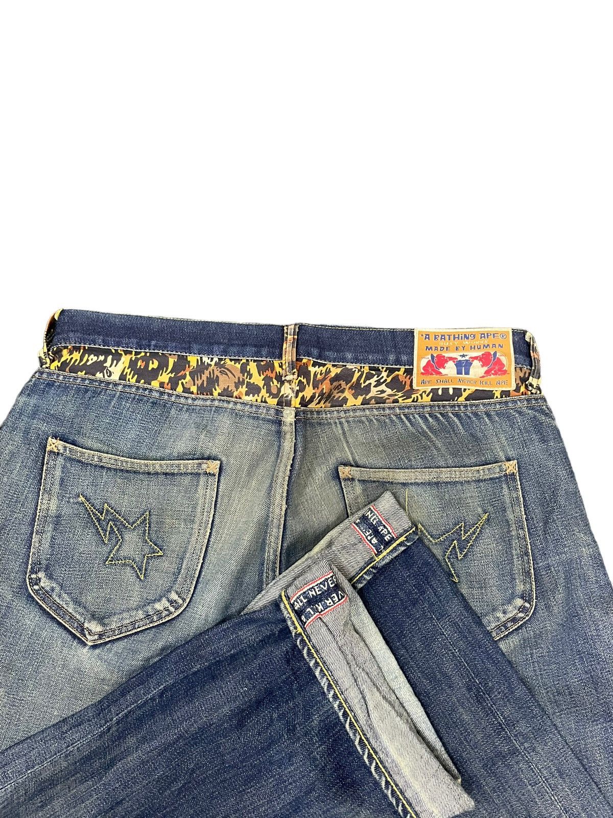 Bape Vintage Bape Star Selvedge Faded Distresed Denim Size US 35 - 11 Thumbnail