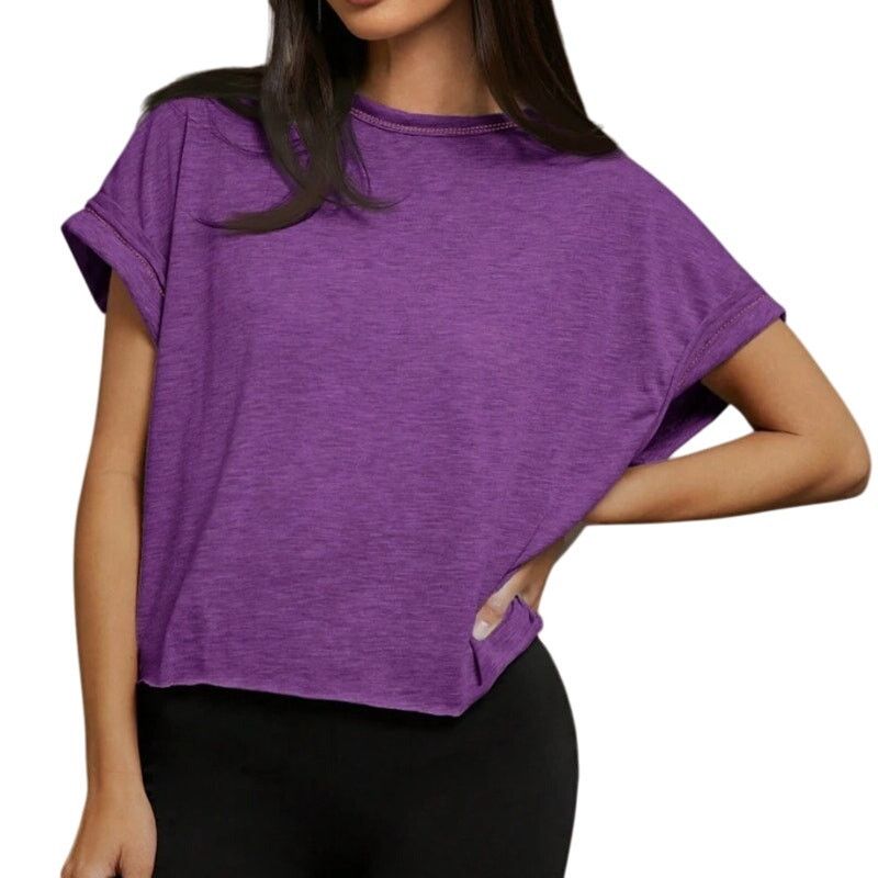 Shein Cut Out Back Crop Tee in Purple, Size XS Size XS / US 0-2 / IT 36-38 - 1 Thumbnail