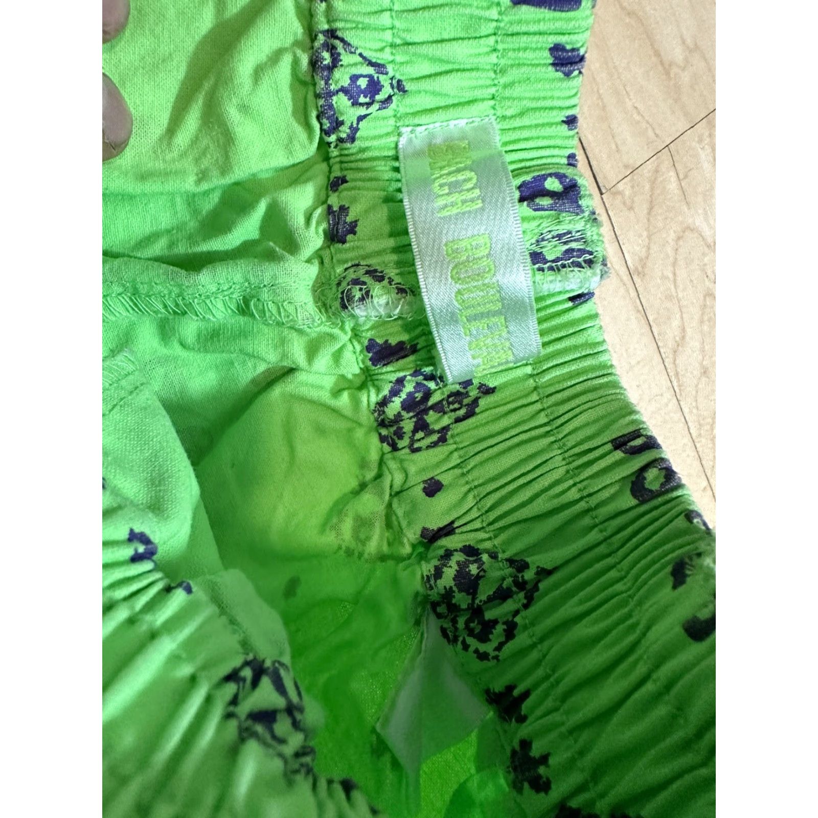 Vintage Beach Boulevard Mens Green Geometric Beach Shorts Small Size US 29 - 4 Thumbnail