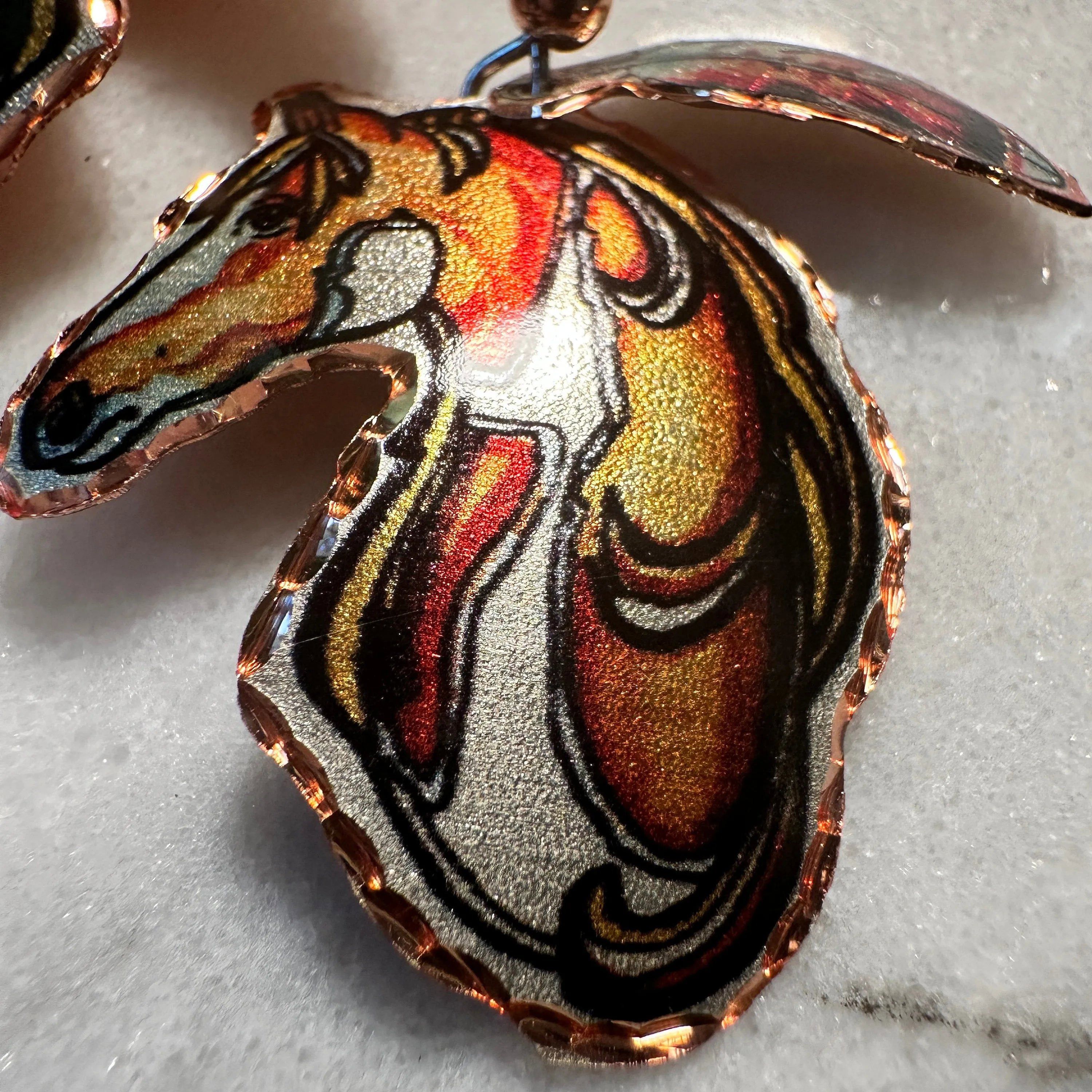 Other Handmade Boho Copper Feather Estuarian Horse Wire Drop Earri Size ONE SIZE - 3 Thumbnail