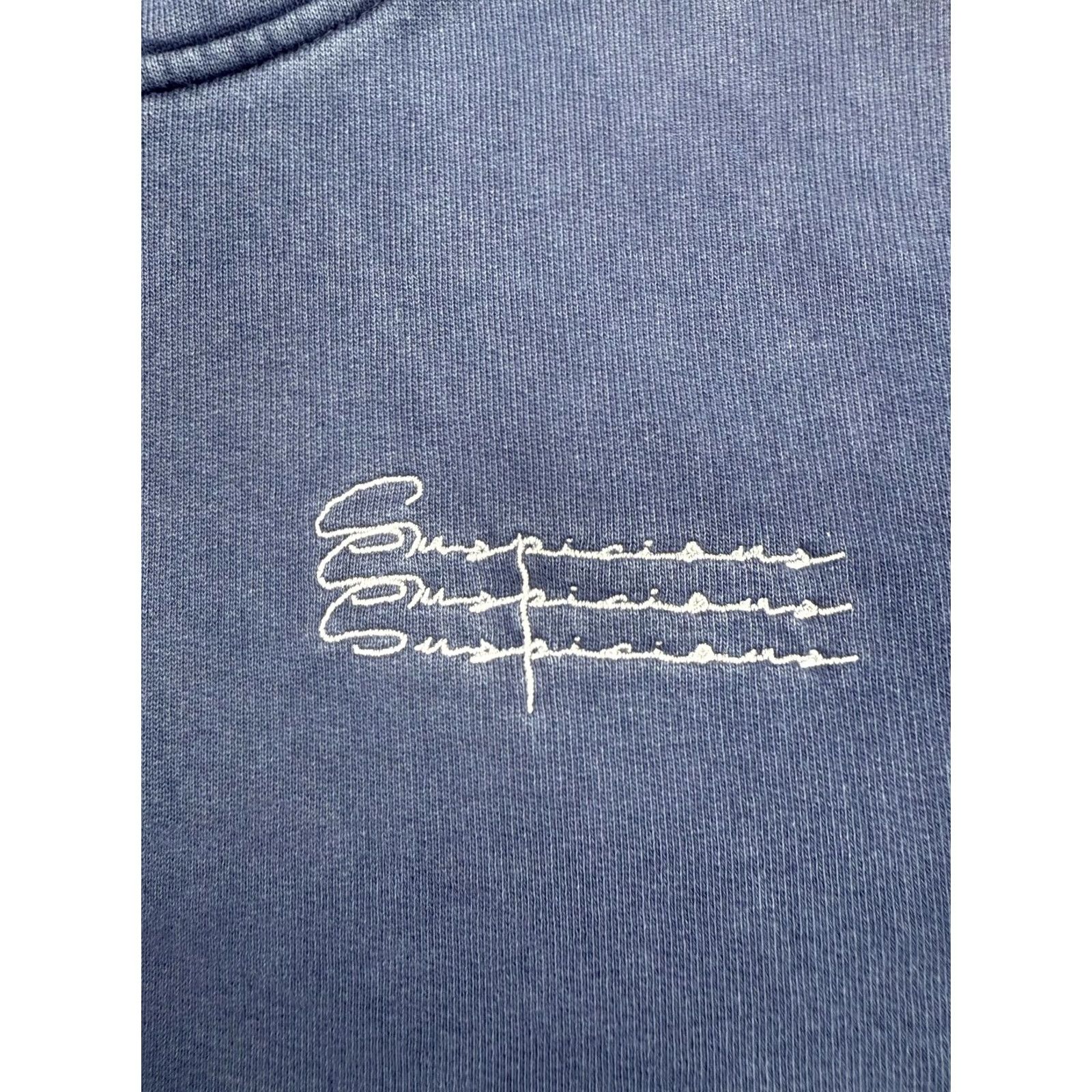 Suspicious Antwerp Hoodie Mens Xs Blue Graphic Pullover Embroidered Globe Back, Men's — image 3 of 6