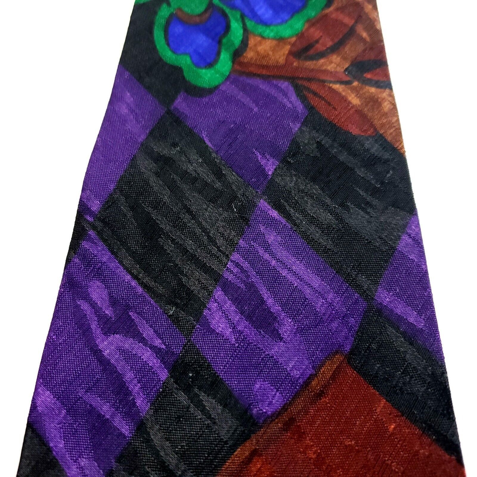 Designer Lord & Paril Polyester Tie Abstract Purple Short Wide Size ONE SIZE - 2 Thumbnail