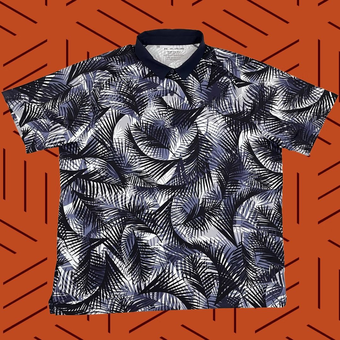 Under Armour Under Armour Iso Chill Polo Shirt Mens 2XL Blue Floral Hawaiian Performance Golf Shirt Size US XXL / EU 58 / 5 - 1 Thumbnail