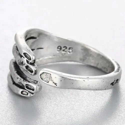 Jewelry × Vintage Hand Finger Ring Art Silver Anatomy Human Jewelry Rings Size ONE SIZE - 4 Thumbnail
