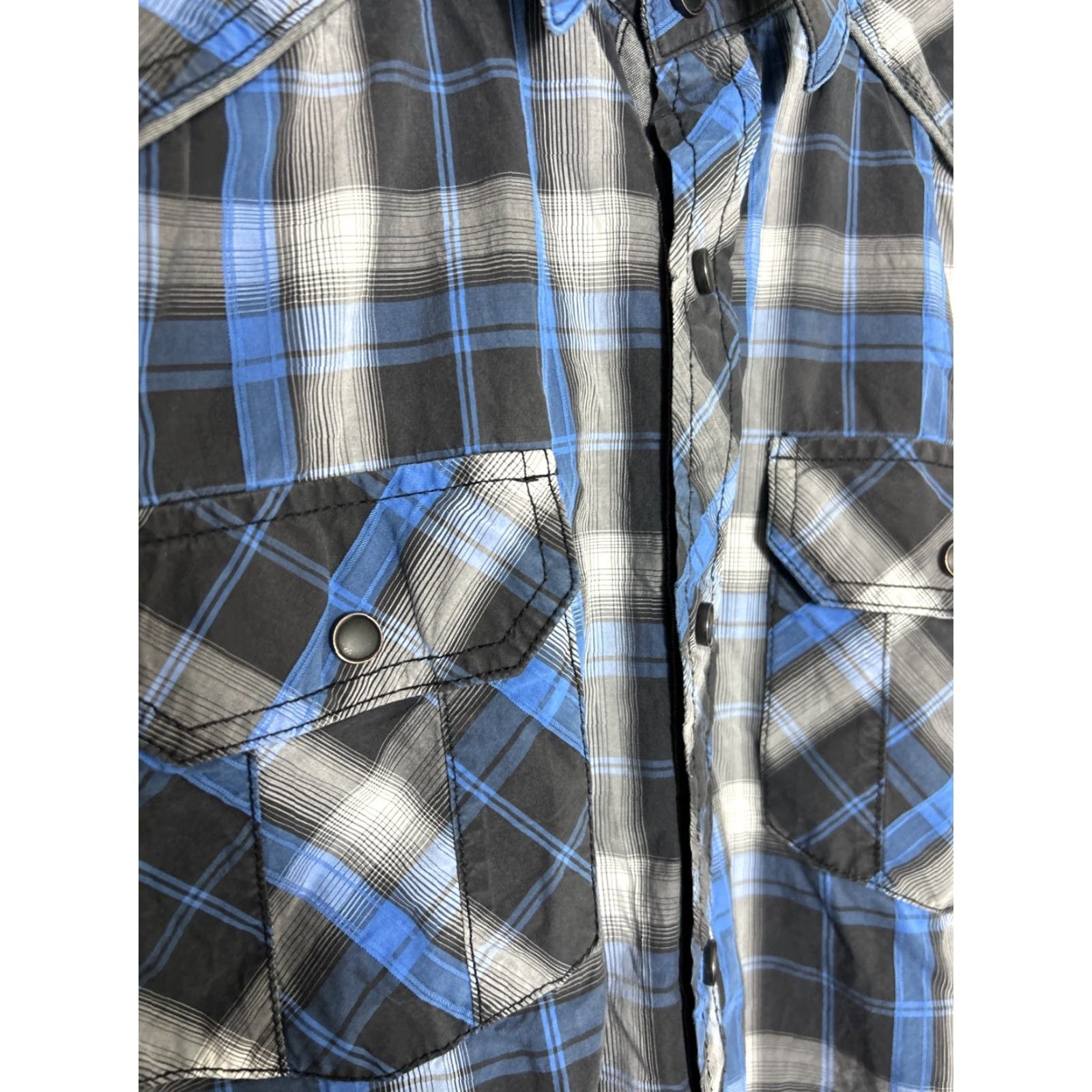 Buckle Black Buckle Black Label Shirt Mens Large Blue Gray Plaid Slim Fit Snap Up Button Collared Western Casual Business Size US L / EU 52-54 / 3 - 6 Thumbnail