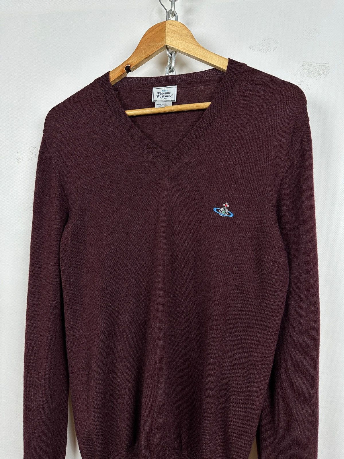 Vivienne Westwood Vivienne Westwood Wool V Neck Jumper Sweater Size US L / EU 52-54 / 3 - 3 Thumbnail