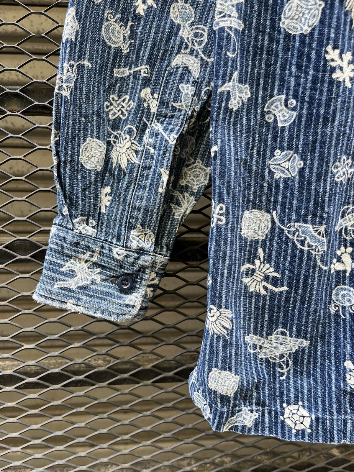 Iron Heart Japanese Sasakura Gensho Denim Band Mandarin Collar Shirt Size US M / EU 48-50 / 2 - 9 Thumbnail