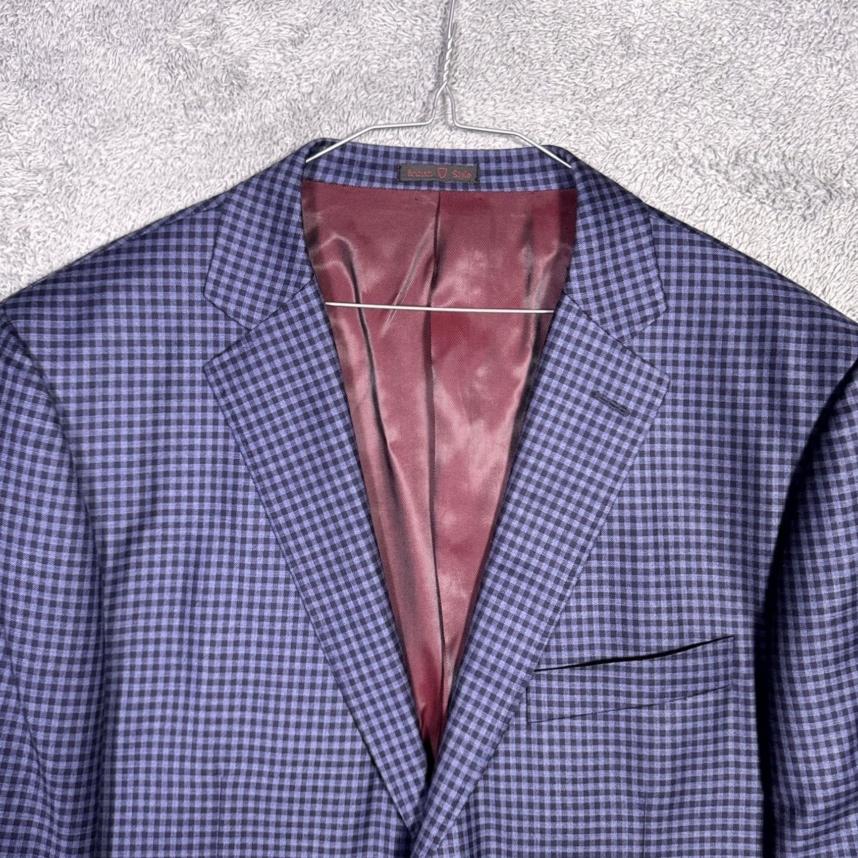 Vintage Byron Sport Coat Mens 46R Luca Di Marco Plaid Check Dover Suit Jacket Blazer Size 46R - 3 Thumbnail