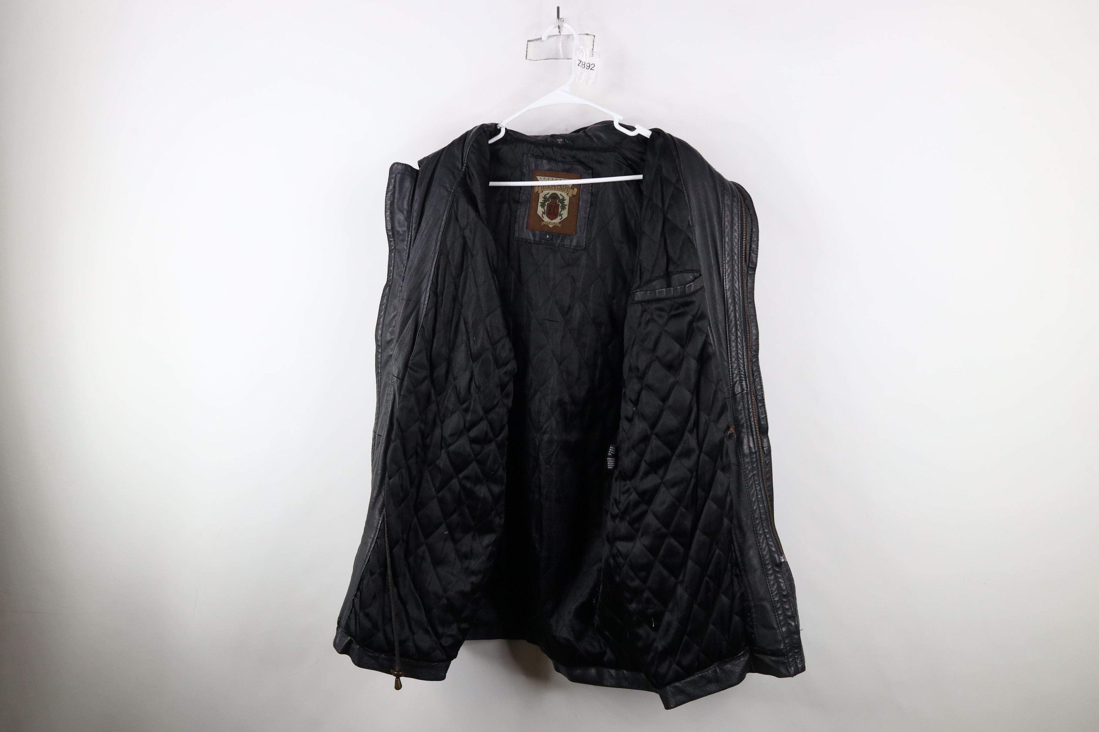 Vintage Vintage 90s Streetwear Toggle Button Hooded Leather Jacket Size US S / EU 44-46 / 1 - 9 Thumbnail
