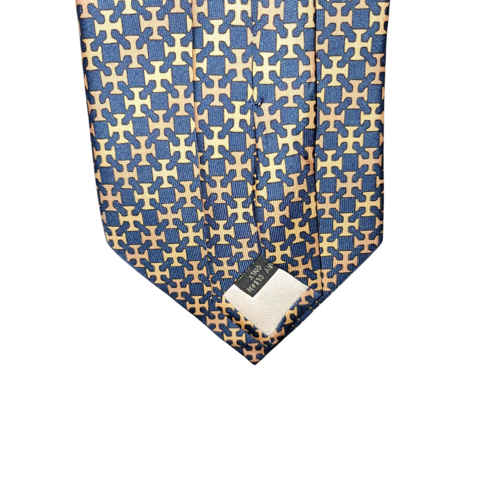 Designer Maria - Thereza Mimoso Geometric Pattern 100% Silk Tie Navy Size ONE SIZE - 6 Thumbnail