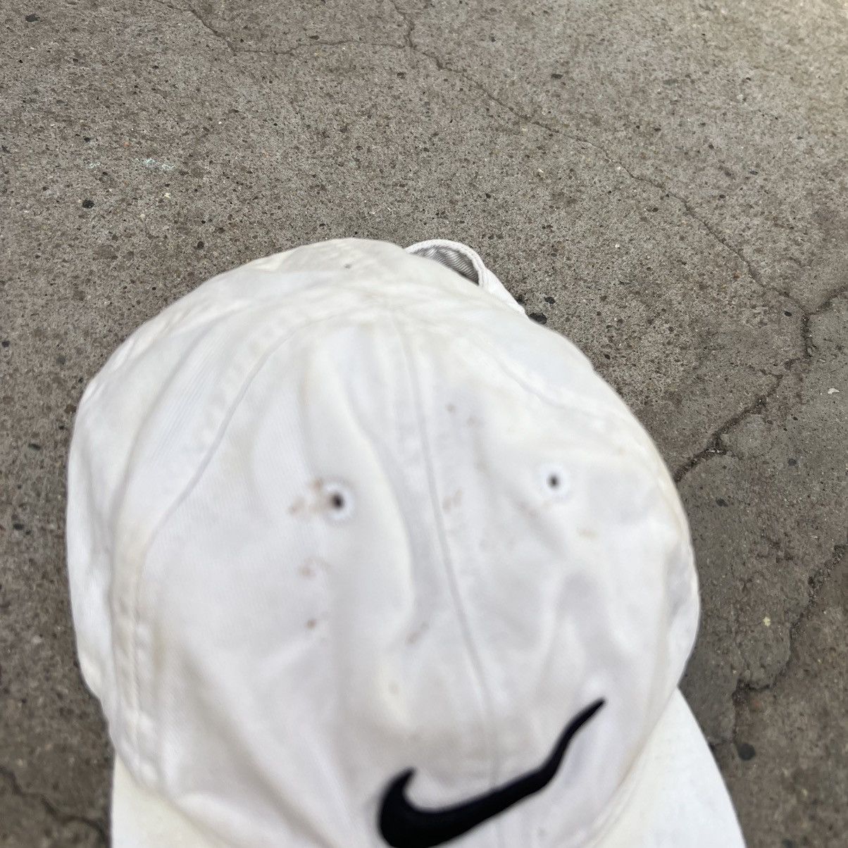 Nike × Vintage Vintage Nike Arch Spellout Hat 90s Swoosh White Black Cap Size ONE SIZE - 4 Thumbnail