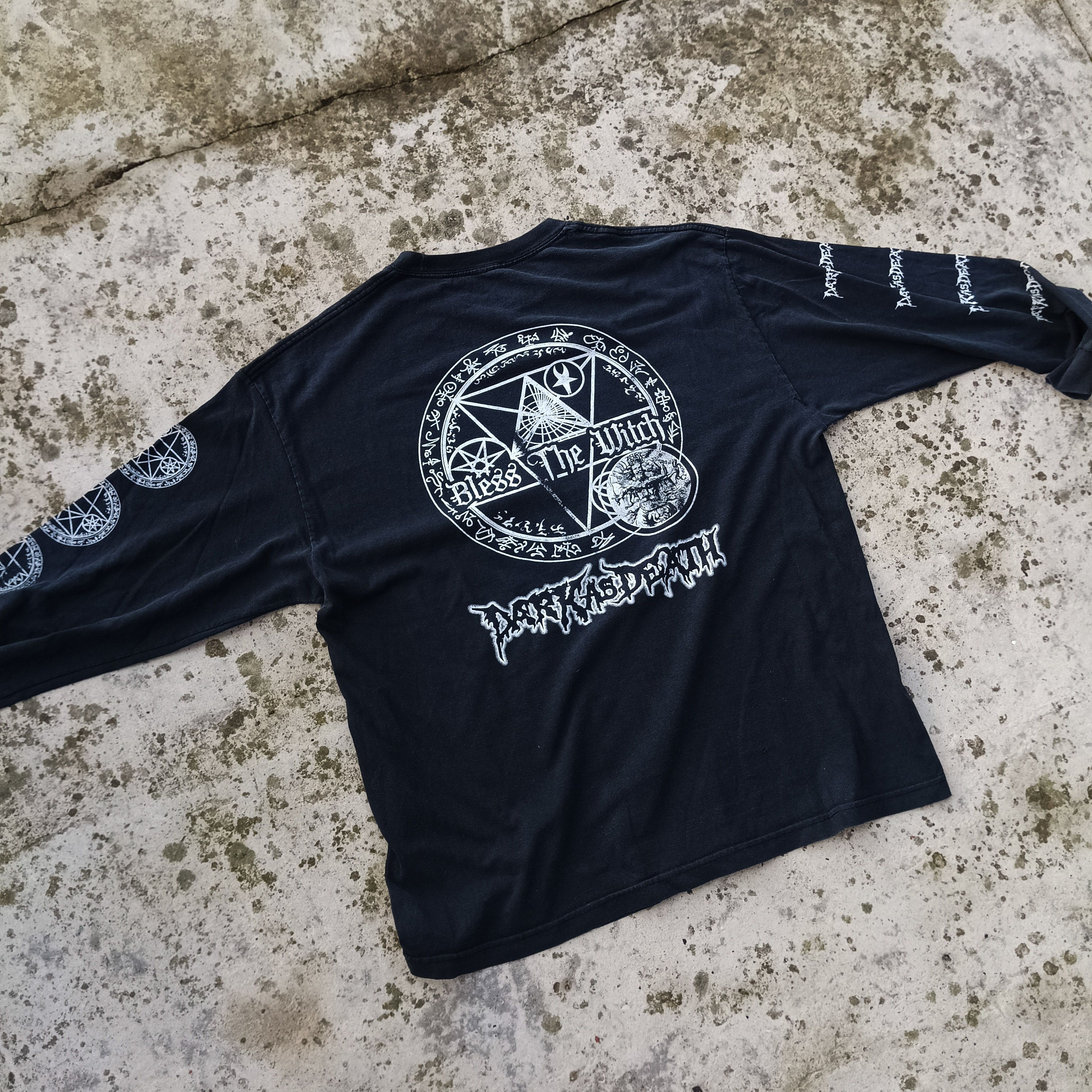 Band Tees × Vintage dark as death bless the witch longsleeve - doubleprint shirt Size US XL / EU 56 / 4 - 6 Thumbnail