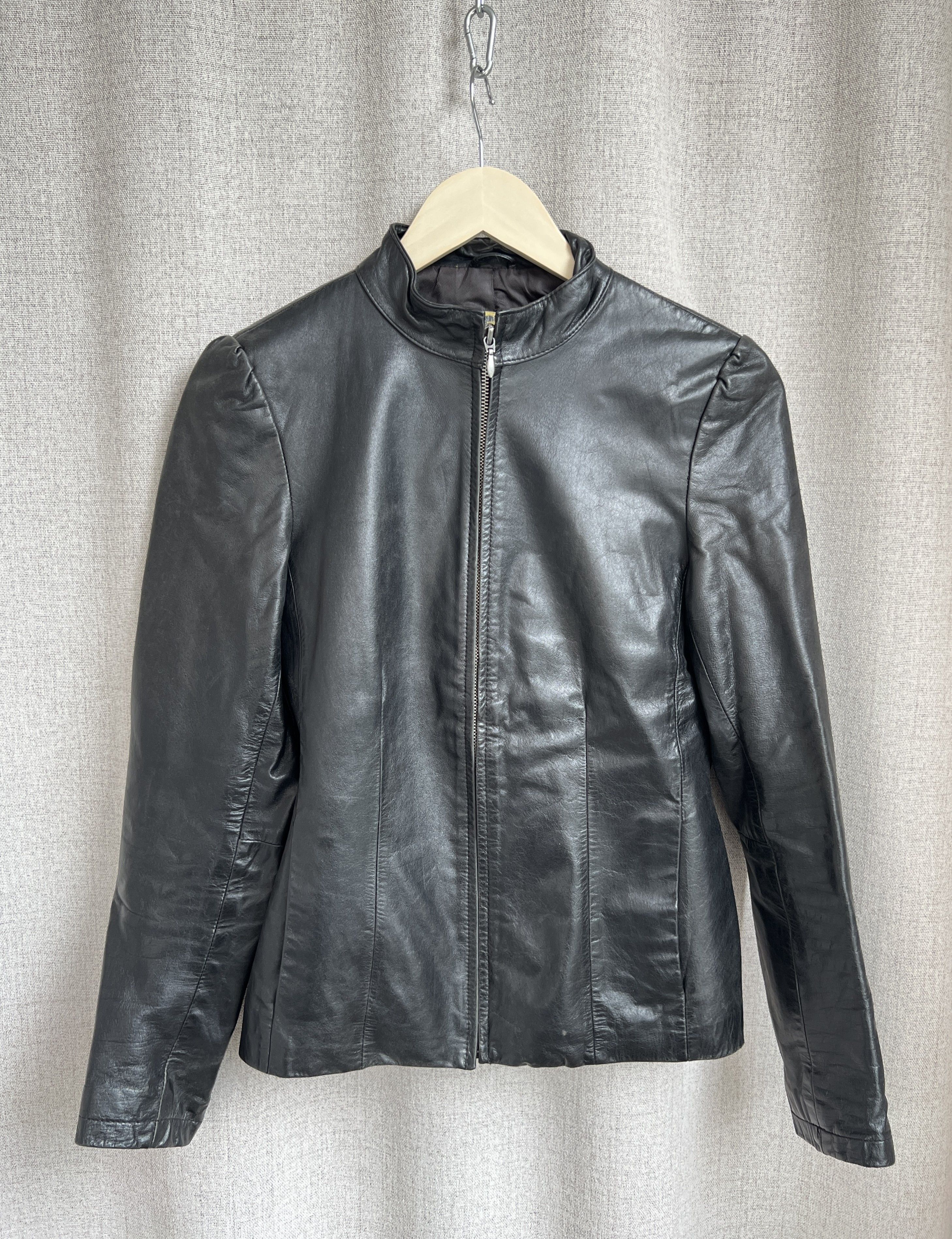 Vintage Vintage Y2K Avant Garde Black Leather Biker Jacket Size S / US 4 / IT 40 - 4 Thumbnail