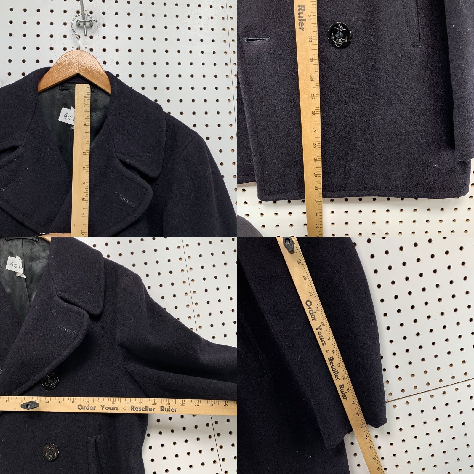 Doublet VINTAGE US Navy Peacoat Mens 36 Black Kersey Double Breasted Military Issued Coat Size US XXS / EU 40 - 8 Thumbnail