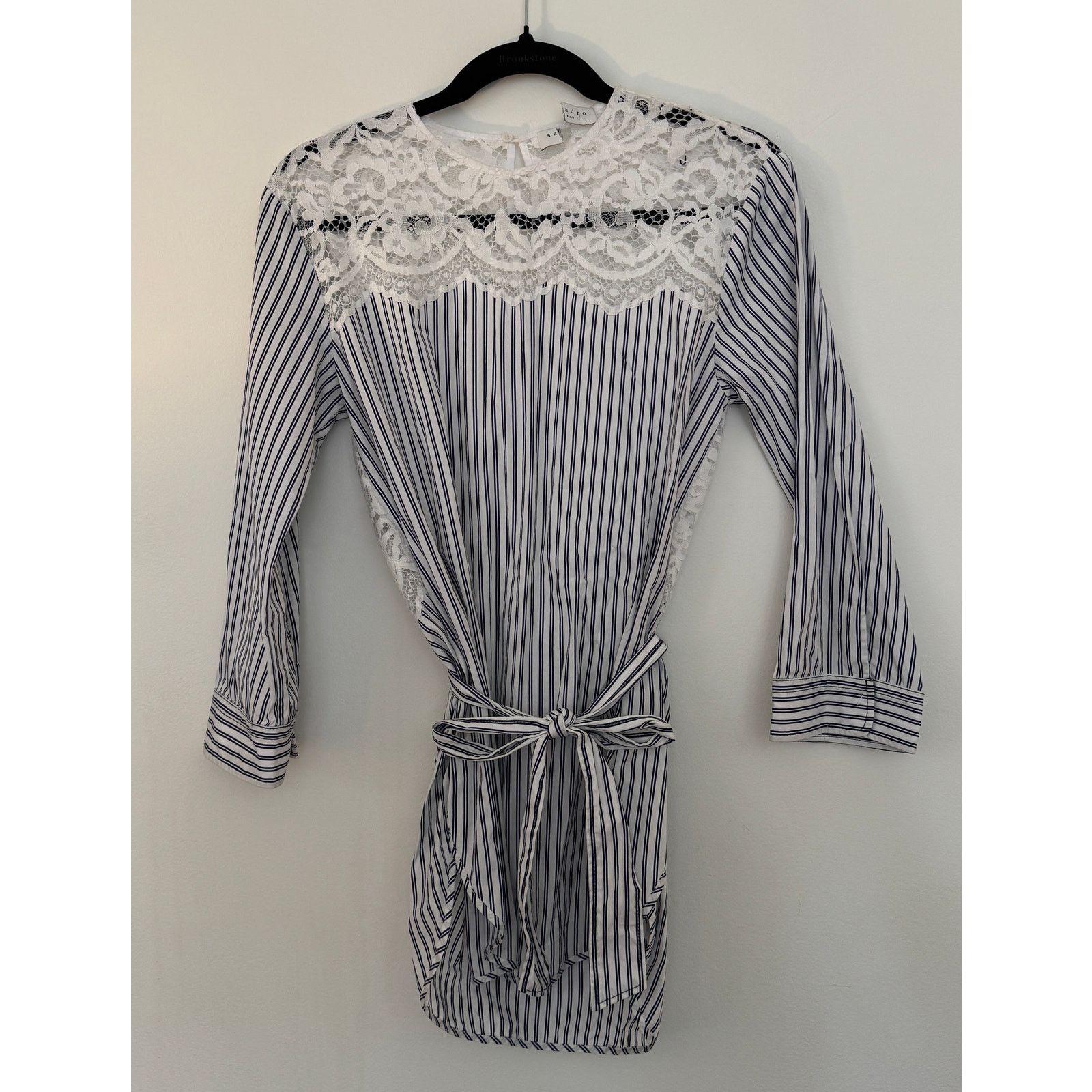 Sandro SANDRO Blue and White Striped "Blanc" Tunic/Blouse Size S / US 4 / IT 40 - 6 Thumbnail