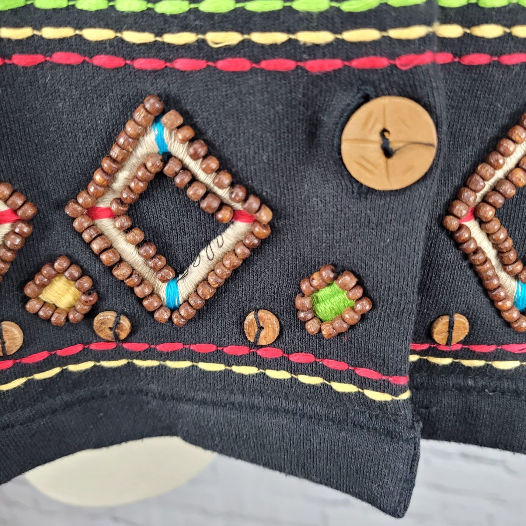 Coldwater Creek Coldwater Creek Jacket Women Medium Black Knit Beaded Embroidered Buttoned Collared Size M / US 6-8 / IT 42-44 - 6 Thumbnail