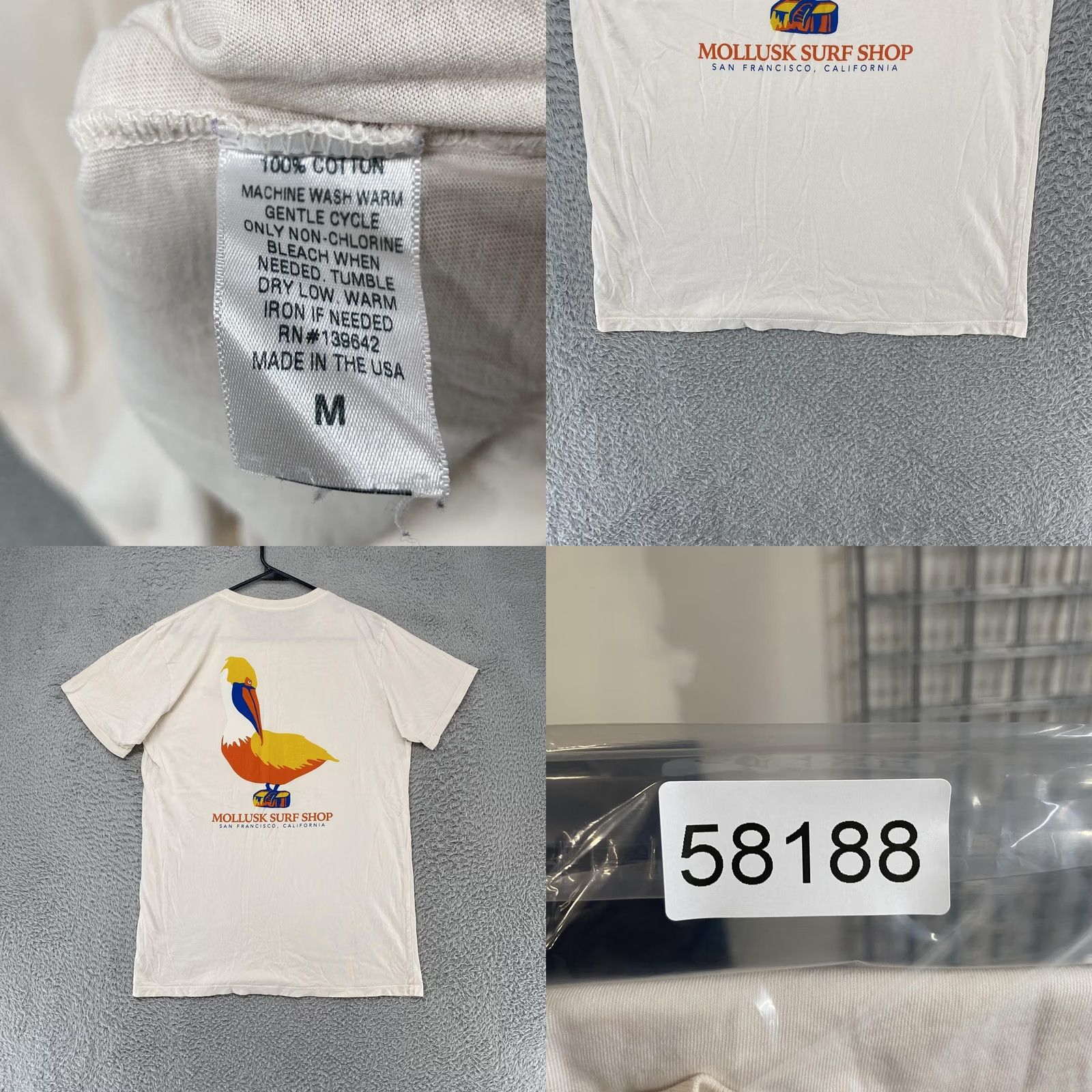 Vintage Mollusk Shirt Mens Medium White Pelican Graphic Tee California Surf Beach Summer Size US M / EU 48-50 / 2 - 8 Thumbnail