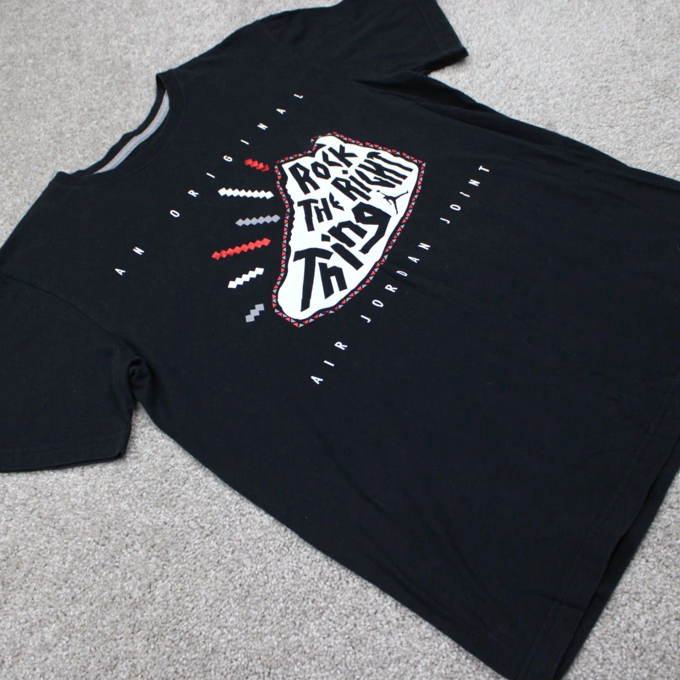 Jordan Brand Nike Air Jordan Jumpman Shirt Men M Black S/S Pullover Rock the Right Thing Size US M / EU 48-50 / 2 - 6 Thumbnail