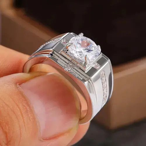Blkbvr Luxury Silver Color Round Cubic Zircon Rings Size ONE SIZE - 2 Thumbnail