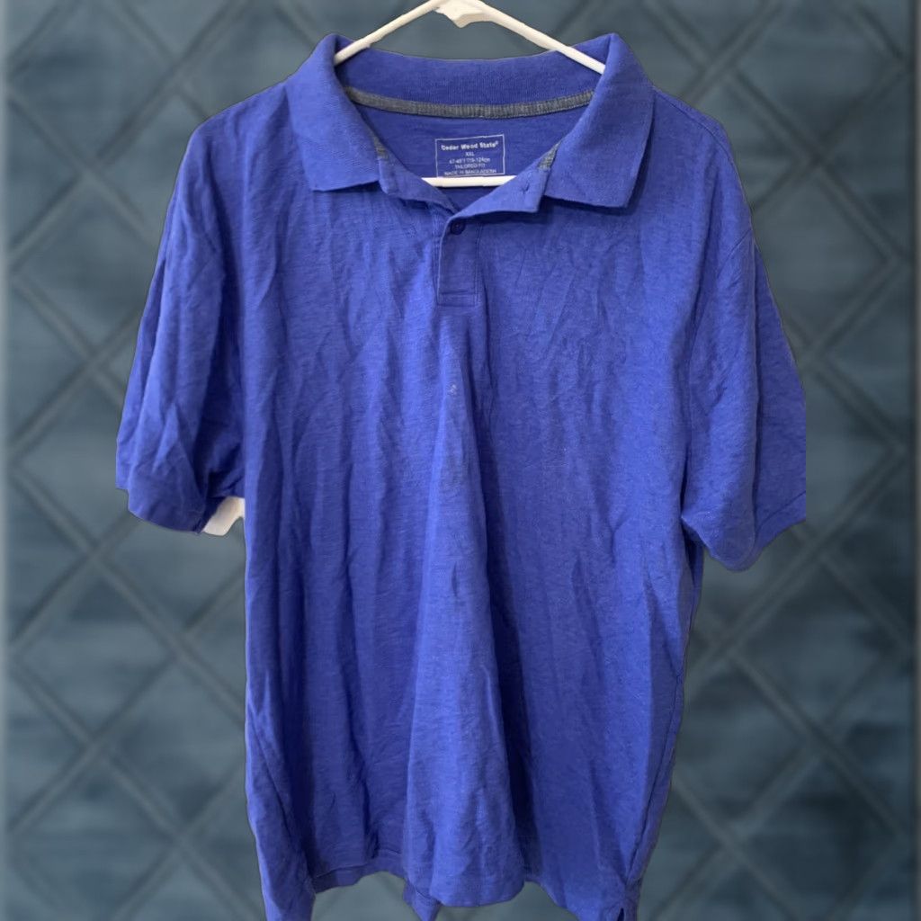 Vintage Cedar Wood State Polo Shirt Men’s XXL Solid Blue Casual Knit Short Sleeve Size US XXL / EU 58 / 5 - 1 Thumbnail
