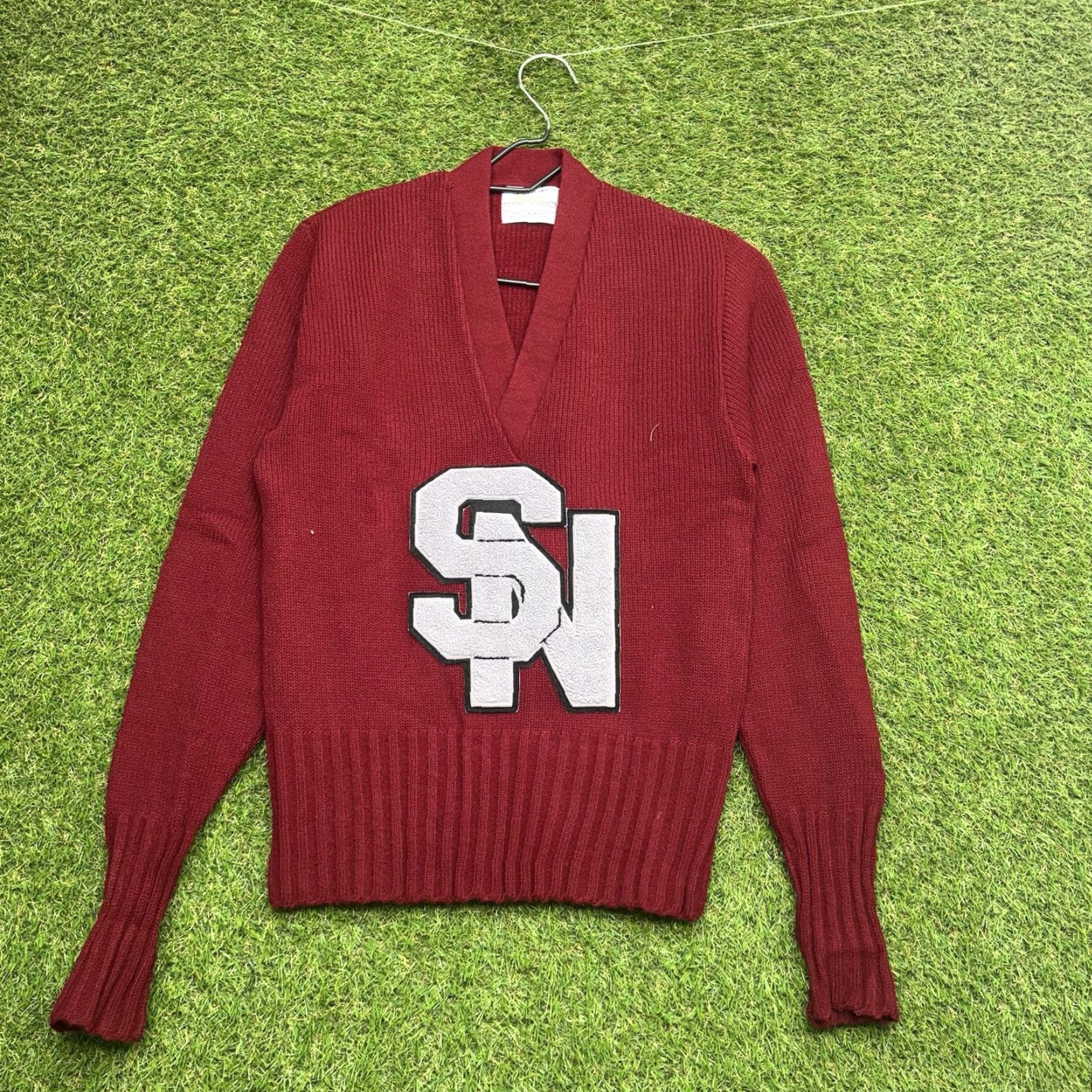 Vintage VINTAGE Sand Knit Letterman Sweater Shirt Mens S 1950s Red Wool 100%SN High School College Size US S / EU 44-46 / 1 - 2 Thumbnail