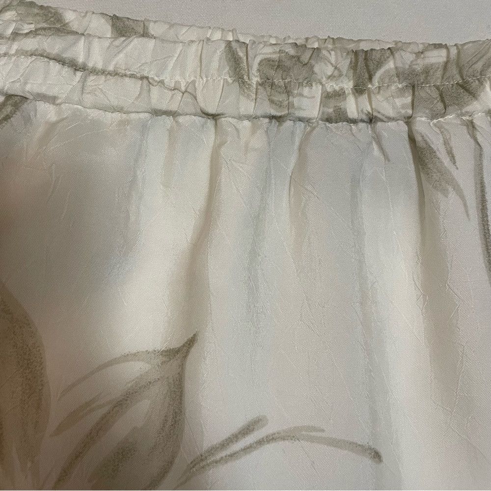 Other Liz Claiborne Off-White Color With Dark Green Flowers Skirt Size 36" / US 14 / IT 50 - 5 Thumbnail