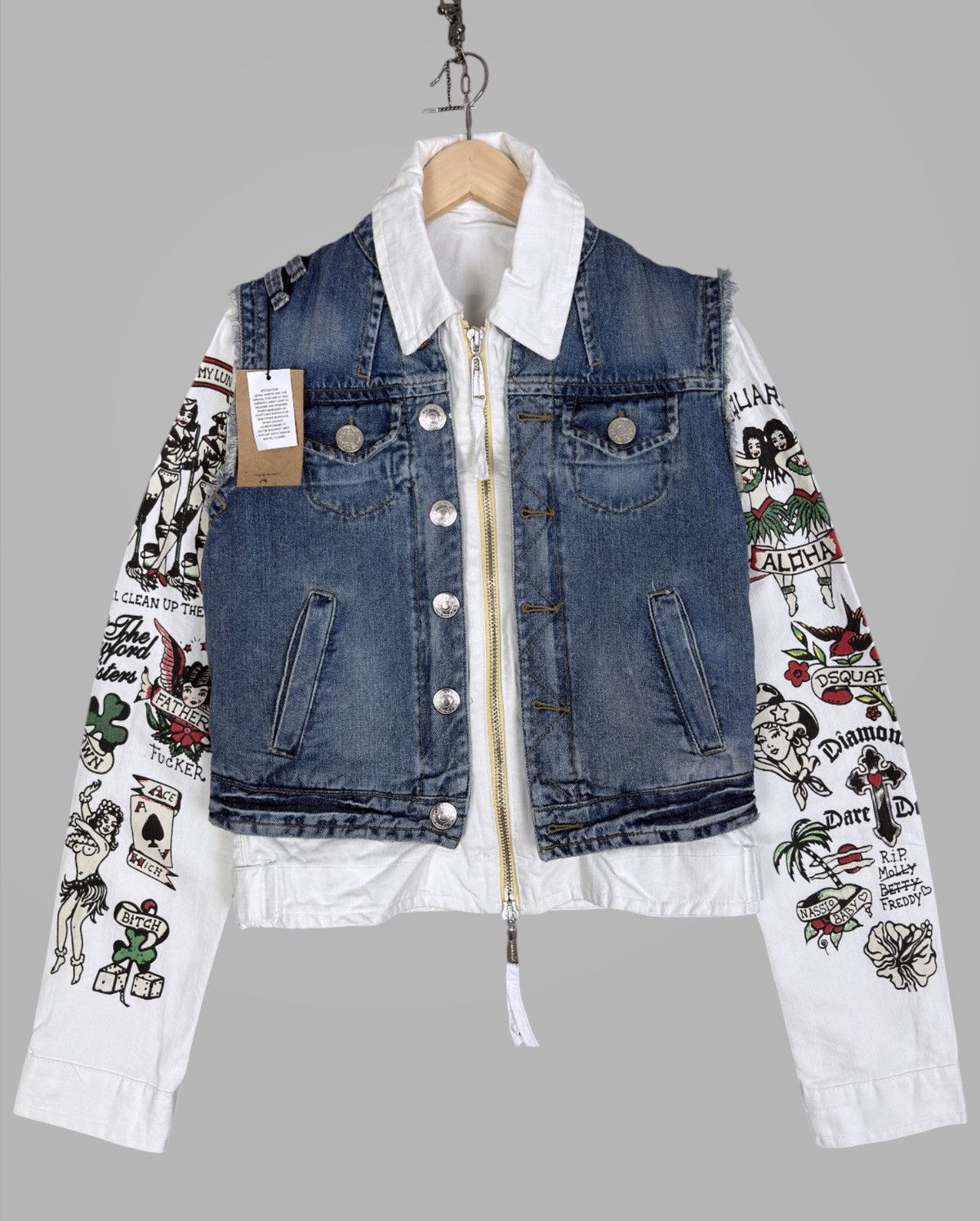 Dsquared2 SS 2005 Dsquared2 3 in 1 Tattoo Denim Jacket. Size US M / EU 48-50 / 2 - 2 Thumbnail