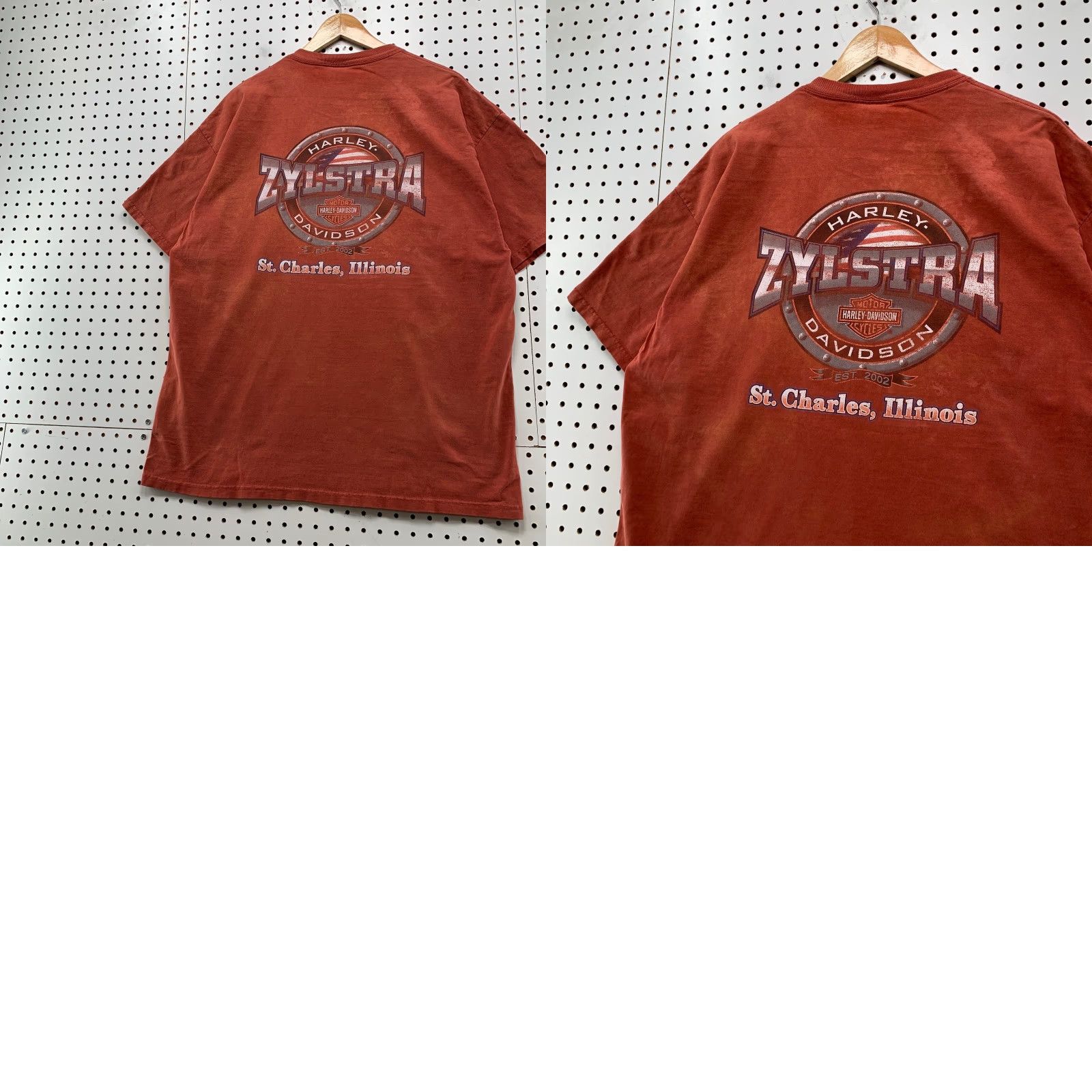 Harley Davidson Harley-Davidson Flame Shirt Mens 2XL Faded Orange Tribal St Charles Il Regular T-Shirt Cotton Graphic Print Vintage Mens Size US XXL / EU 58 / 5 - 9 Thumbnail