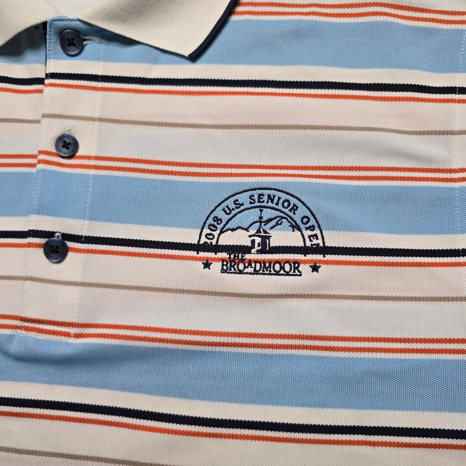 Ashworth Ashworth 2008 U.S. Senior Open The Broadmoor Striped Polo Size US L / EU 52-54 / 3 - 2 Thumbnail