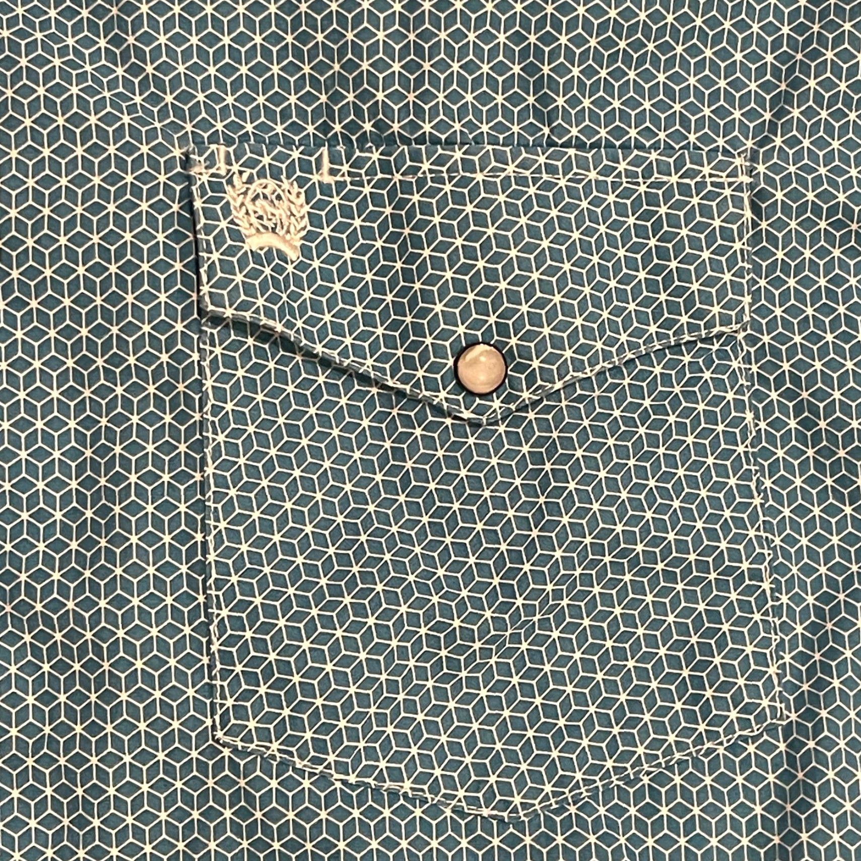 Vintage Cinch Shirt Geometric Blue Western Long Sleeve Mens S Snap Front Button-Up Embroidered Pockets Size US S / EU 44-46 / 1 - 4 Thumbnail