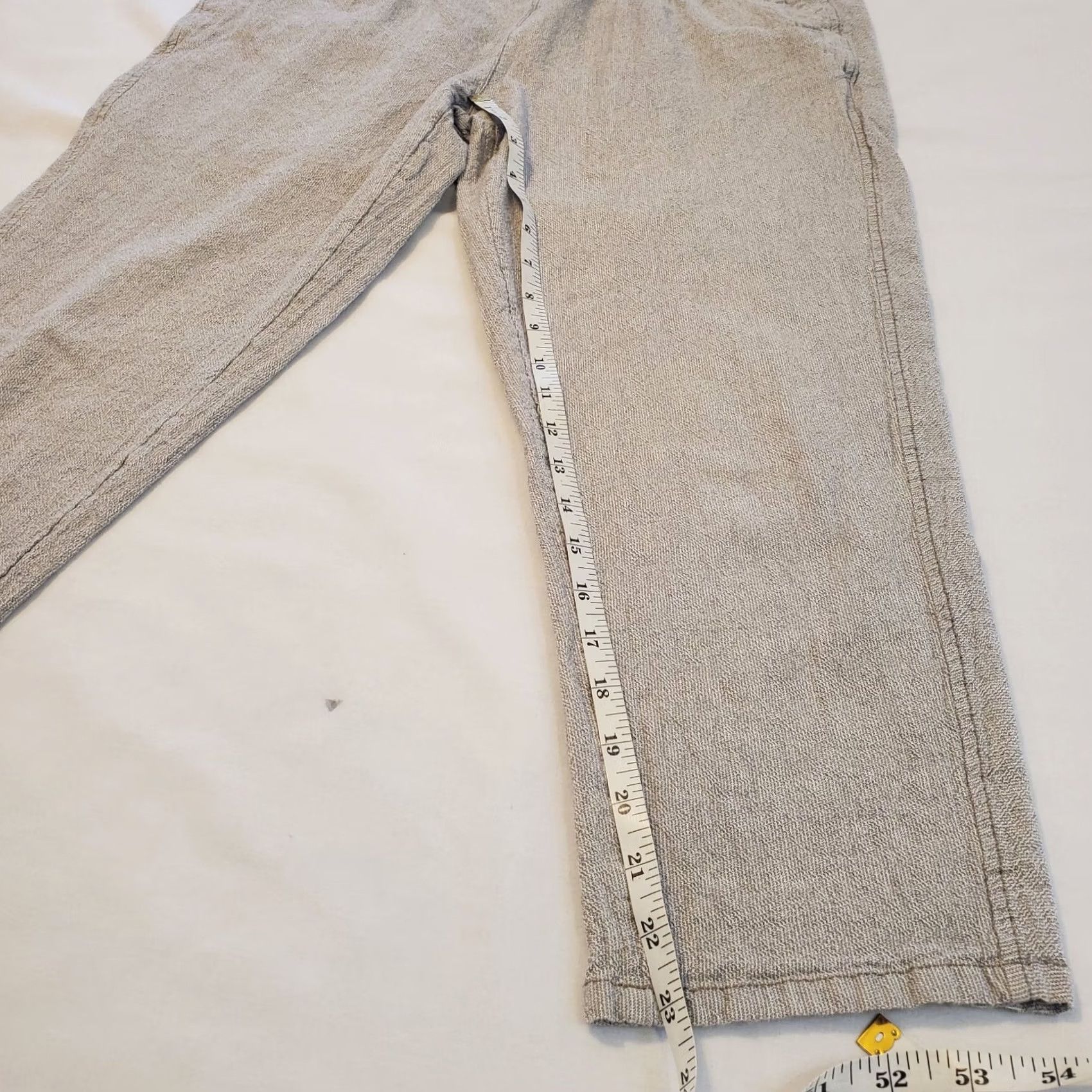 Vintage Hei Hei Anthropologie Cropped Pants 100% Linen Size S Cream Pull On Size 28" / US 6 / IT 42 - 7 Thumbnail