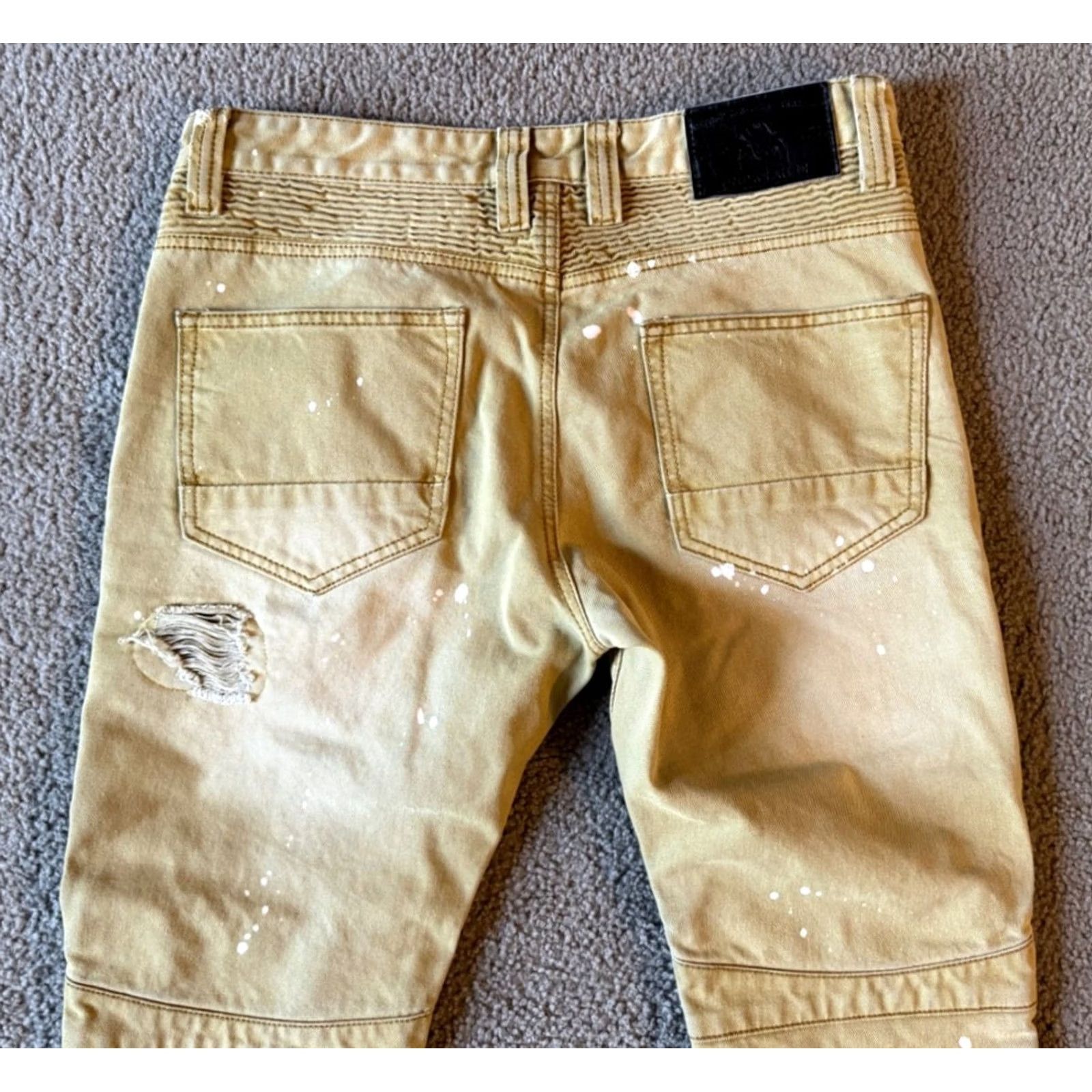Vintage Smoke Rise Jeans Distressed Slim Fit 34 x 33.5 Men Denim Cotton Zipper 5-Pocket Tan Yellow Shirt? Size US 34 / EU 50 - 4 Thumbnail