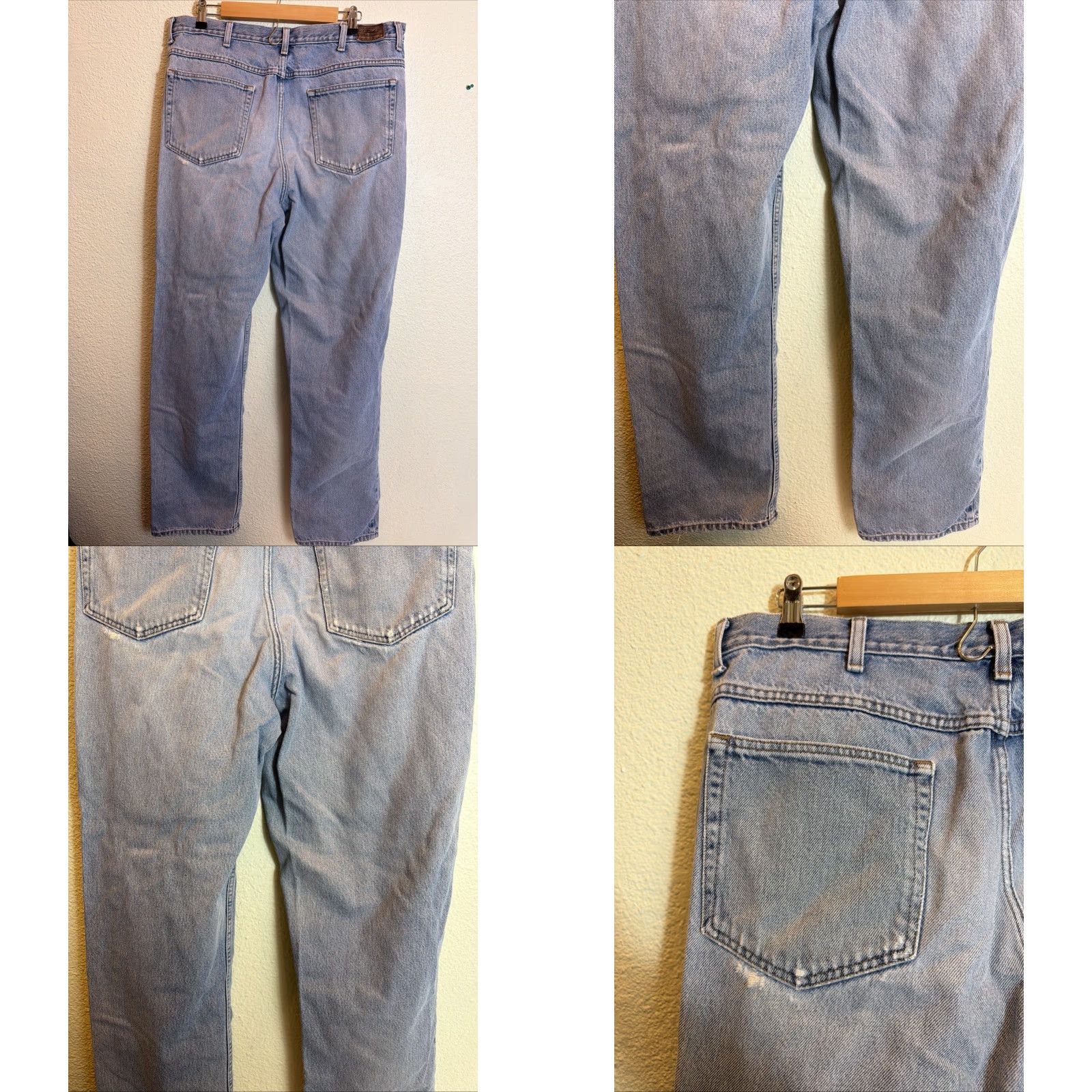 Vintage Y2K LL Bean Mens Jeans Relaxed Fit 38x34 Light Wash Distressed Blue Straight Jeans Mens Size US 38 / EU 54 - 9 Thumbnail