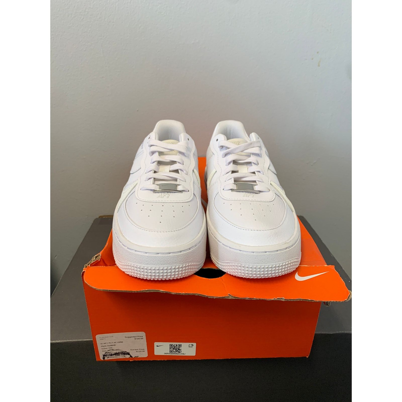 Nike Nike Air Force 1 PLT.AF.ORM Triple White Women's Size 7 NEW Size US 7 / IT 37 - 3 Thumbnail