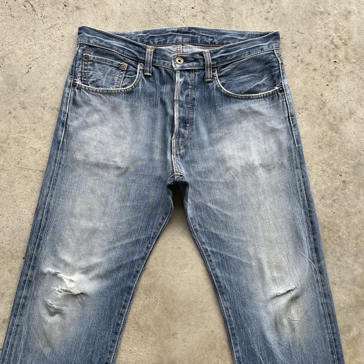 Edwin × Jean × Vintage Vintage Faded Edwin 505 Orange Tag Jeans Pants Distressed Size US 34 / EU 50 - 3 Thumbnail