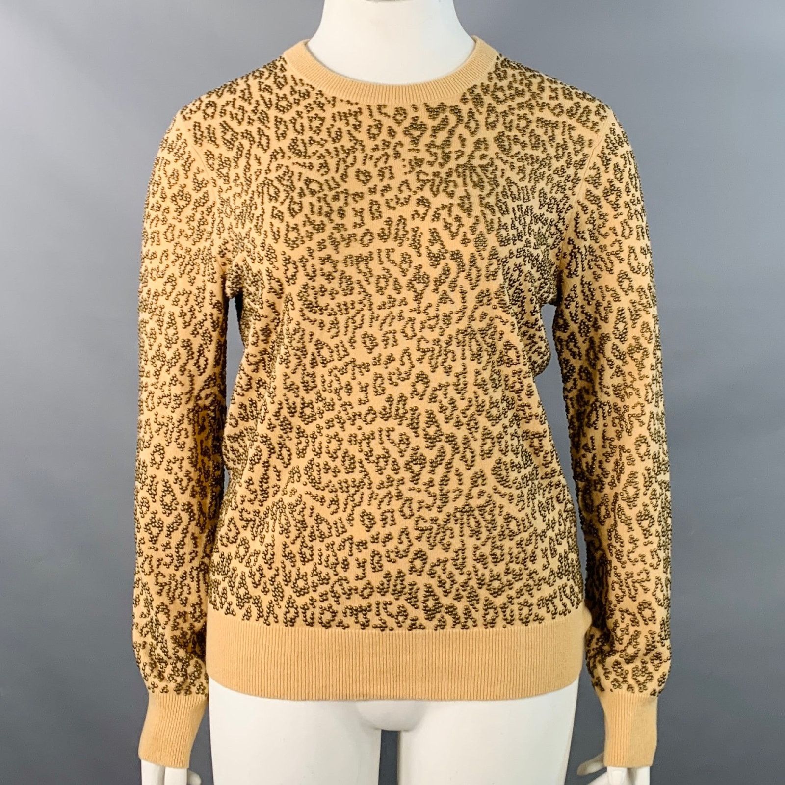 Michael Kors L Tan Copper Cashmere Studded Animal Print Sweater Size L / US 10 / IT 46 - 1 Thumbnail