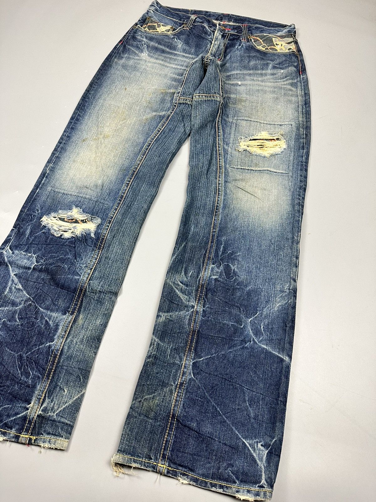 Eternal Distressed Vintage Eternal Japanese Arts Whiskered Denim Size US 33 - 3 Thumbnail